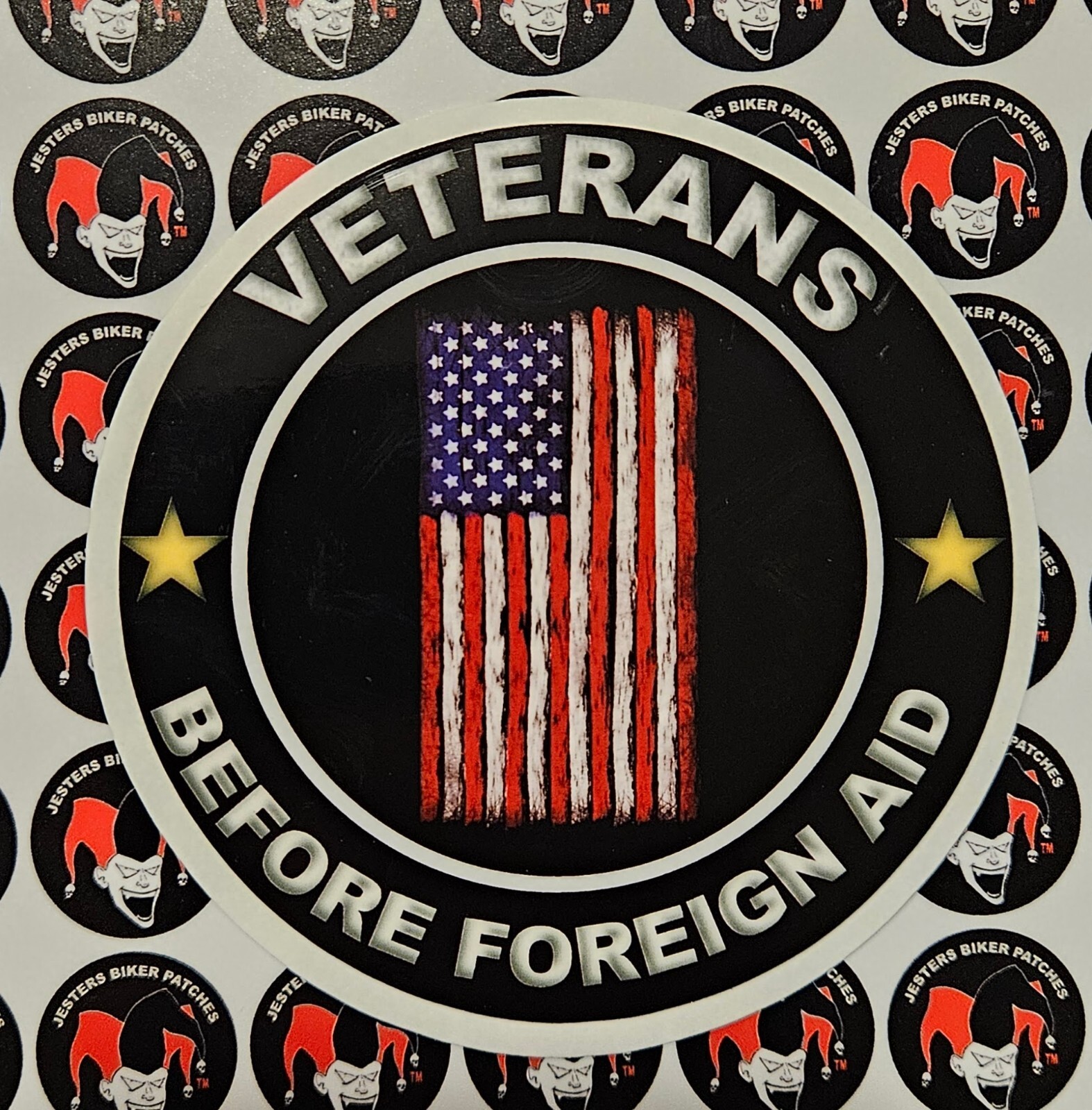 Veterans Before Foreign Aid Sticker Decal 3.5 inch