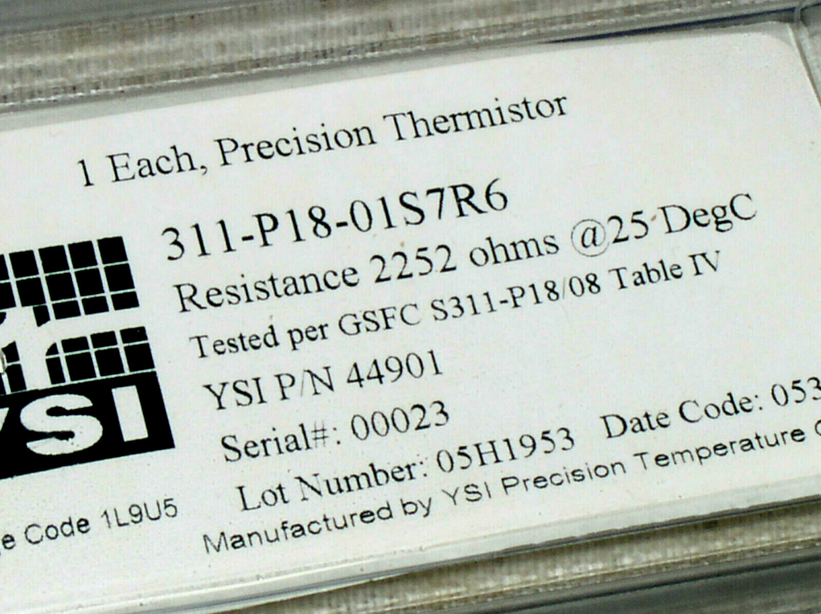 SEALED YSI 44901 311-P18-01S7R6 PRECISION THERMISTOR SENSOR 2252 OHMS PROBE USA