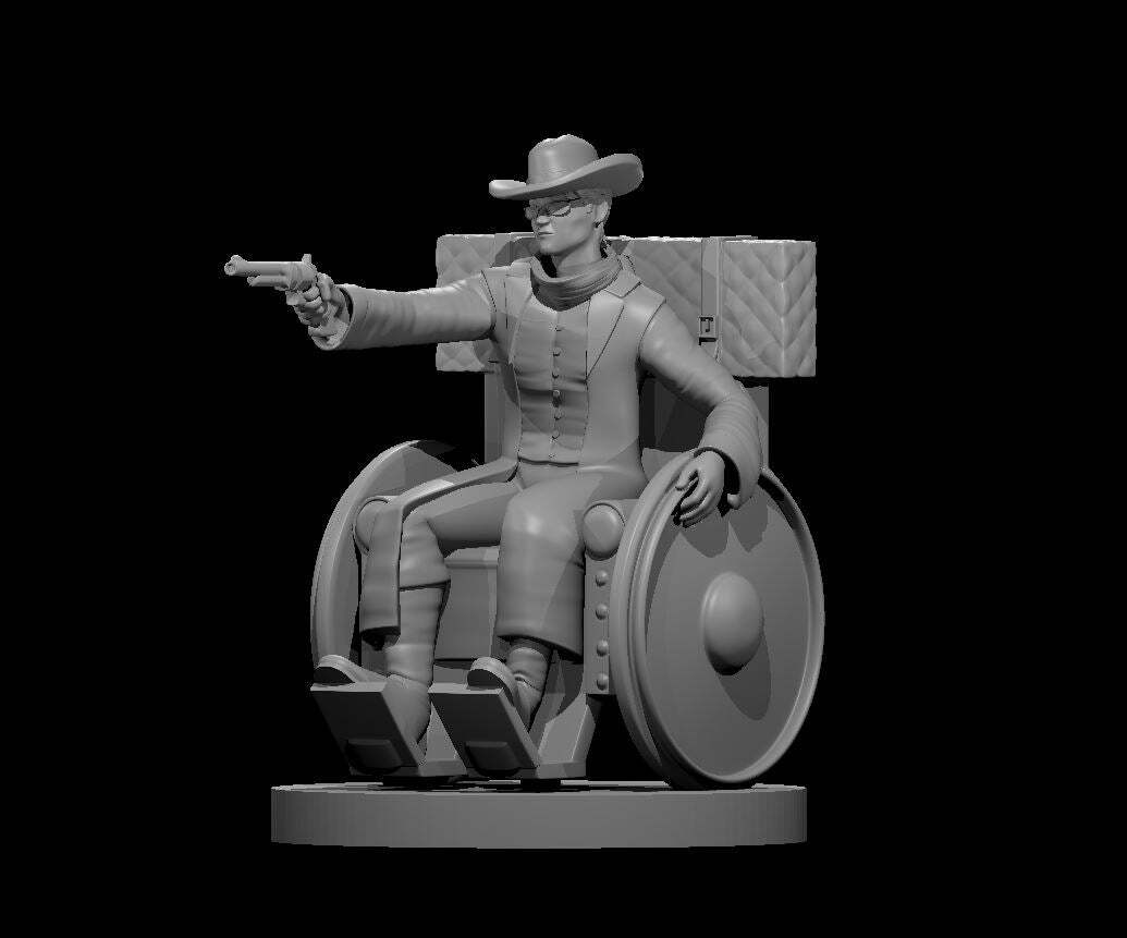 Human Male Gunslinger in Wheelchair - DND - Pathfinder - Dungeons & Dragons - RP