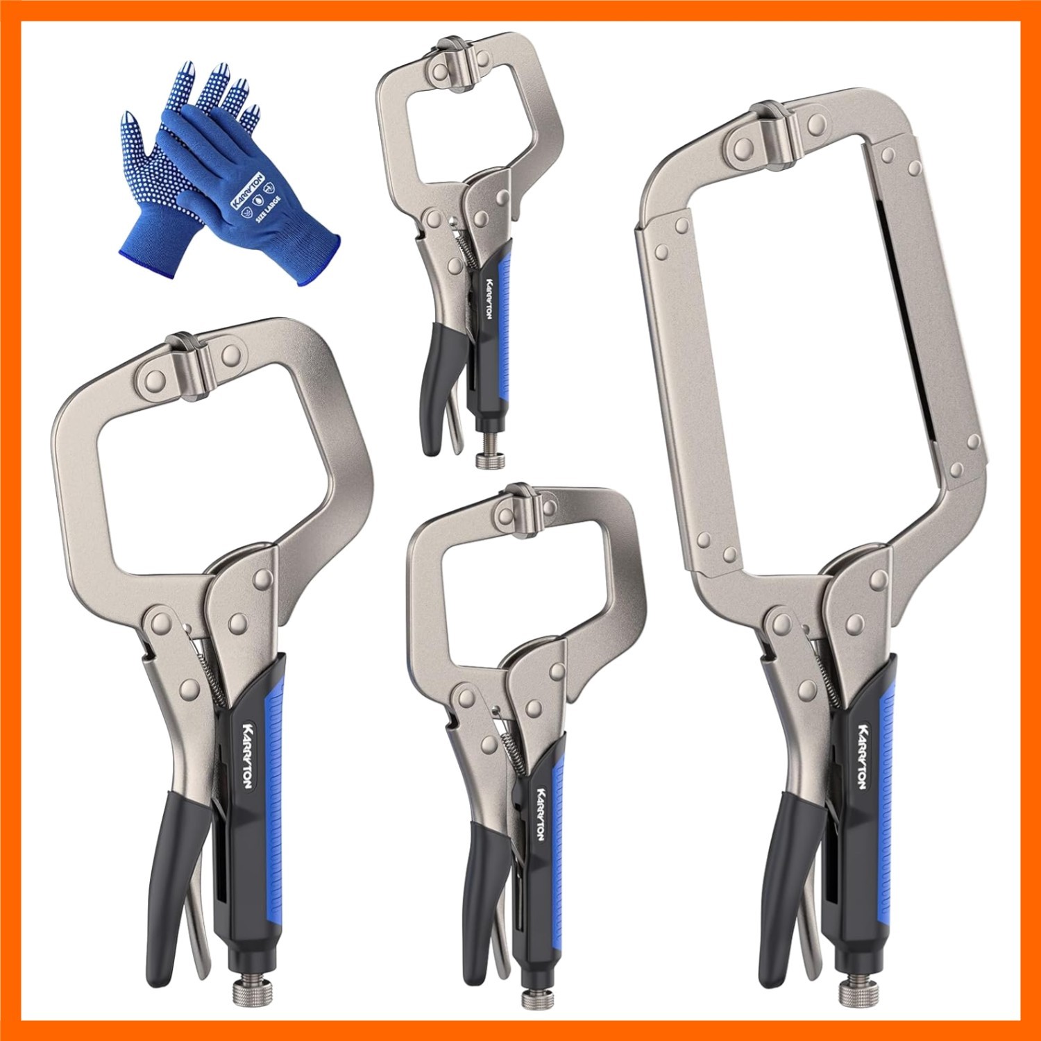4PCS C-Clamp Locking Pliers Set with Swivel Pads and Rubber Soft Grips, 6/9/1...