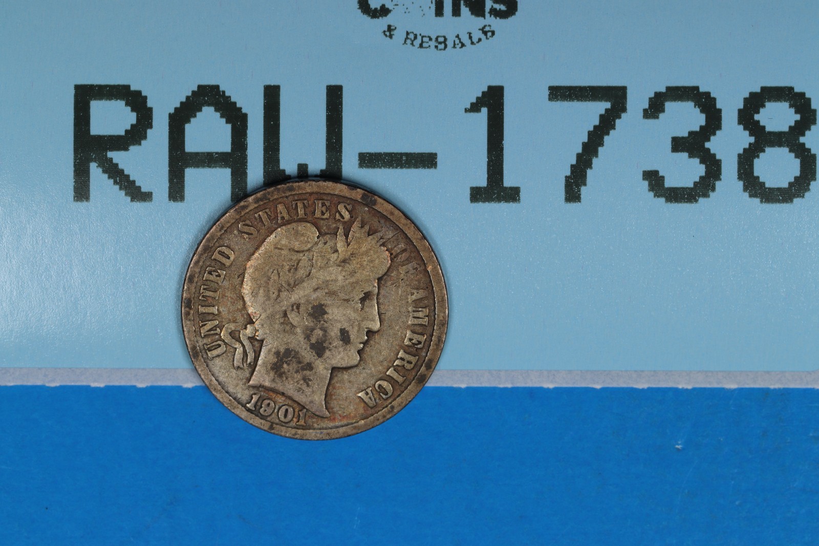 1901 10C LIBERTY HEAD BARBER SILVER DIME Early US Type RAW-1738