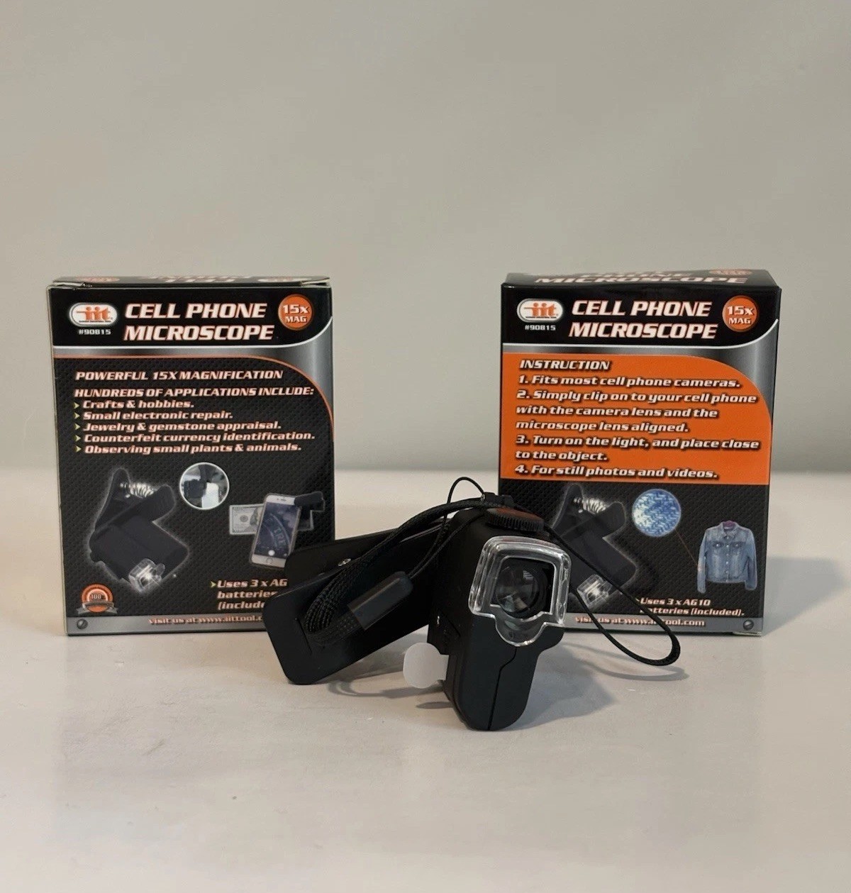 Universal Cell Phone Microscope 15X Magnification w Clip Works on any Cell Phone