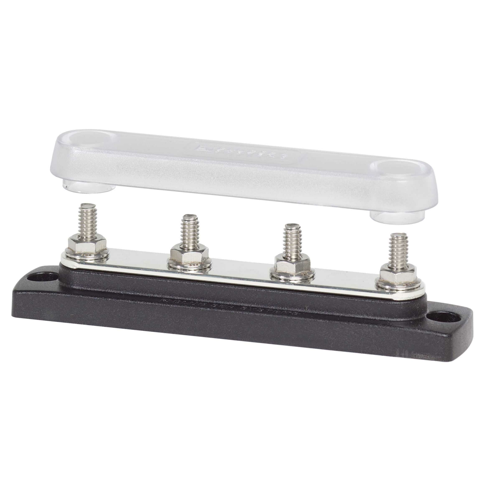 Blue Sea 2307 BusBar w/Cover 150A DC (130A AC) Four 1/4" Studs Marine