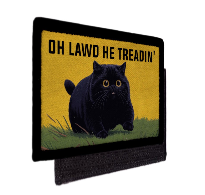 Oh Lawd He is Treading Black Cat Meme Gadsden Flag Patch Morale Hook [sub]