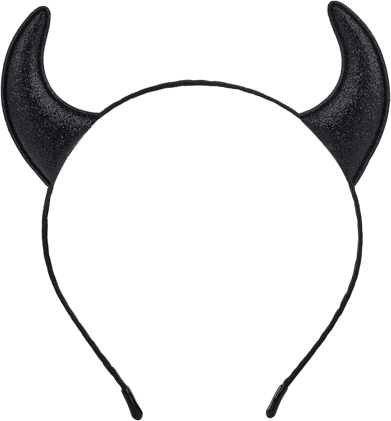 Glitter Devil Horns Headband, Black Devil Horns Devil Costume for Women Men Girl