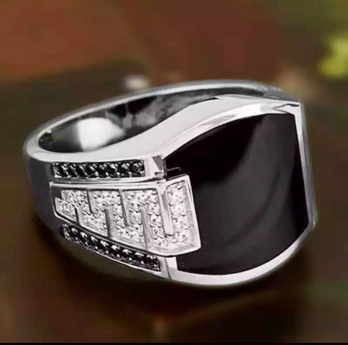 Classic black stone ring/yu47