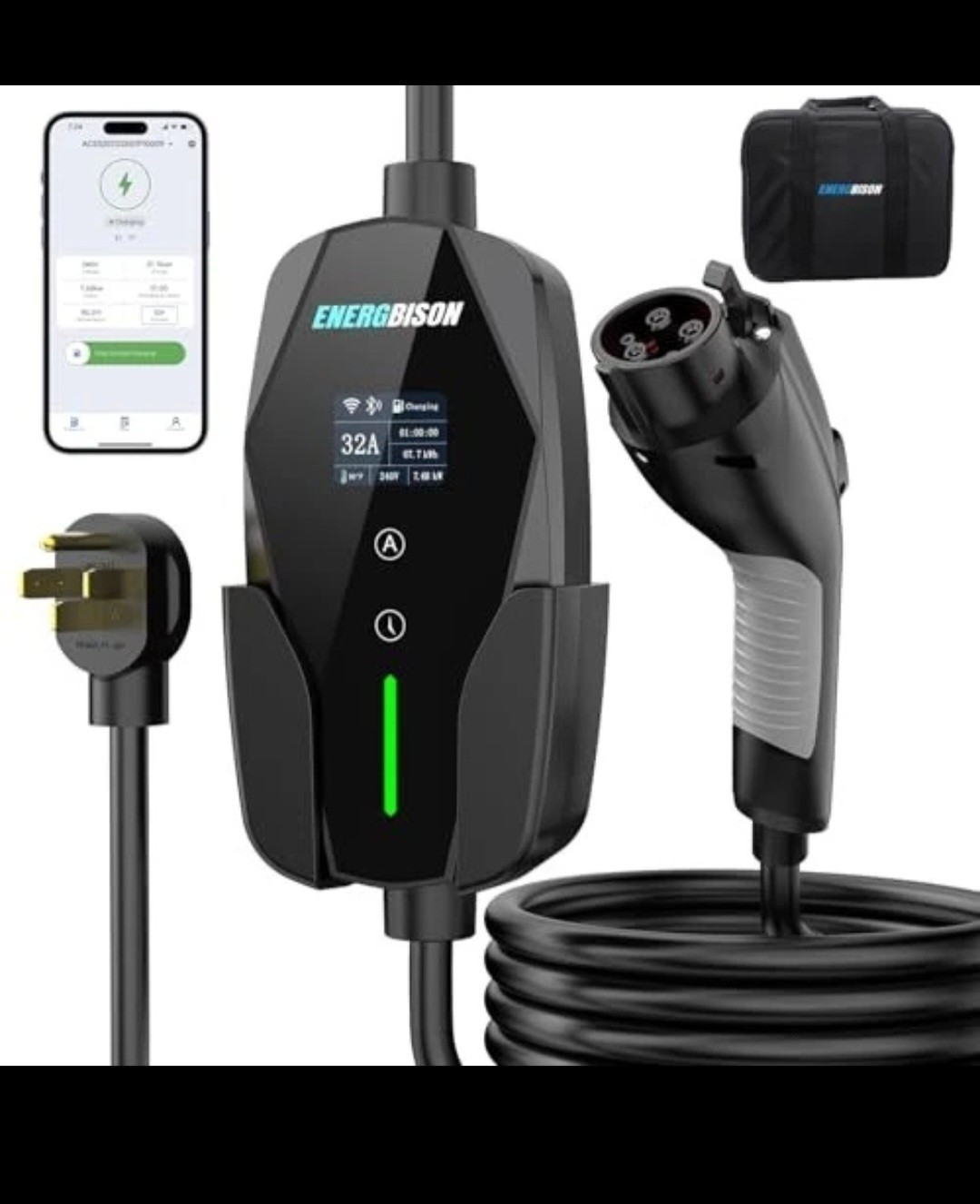 Level 2 EV Charger 32Amp with Smart APP Control - 240V NEMA 14-50 Plug 25ft