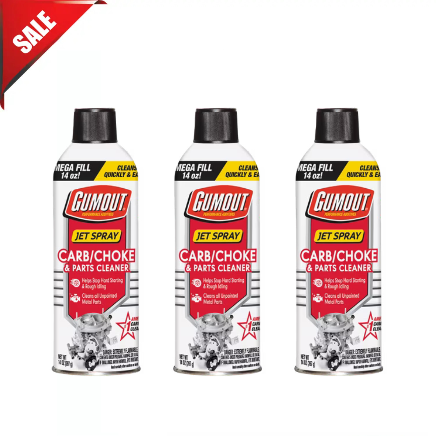 Gumout Carb And Choke Carburetor Cleaner 14 Oz. Engine Parts Spray (Pack of 3)