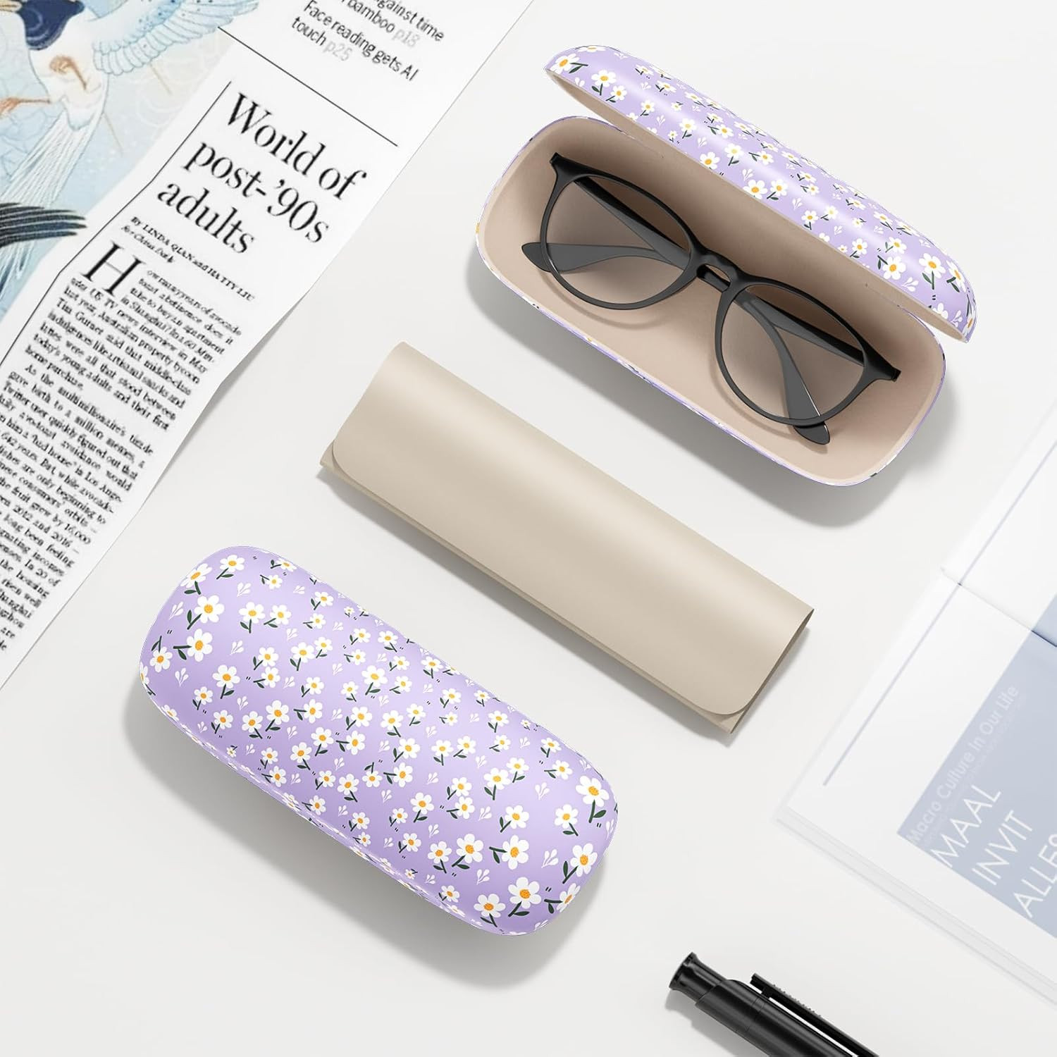 Eyeglasses Case, Hard Shell Protective Case for Glasses, Unisex for Women Men