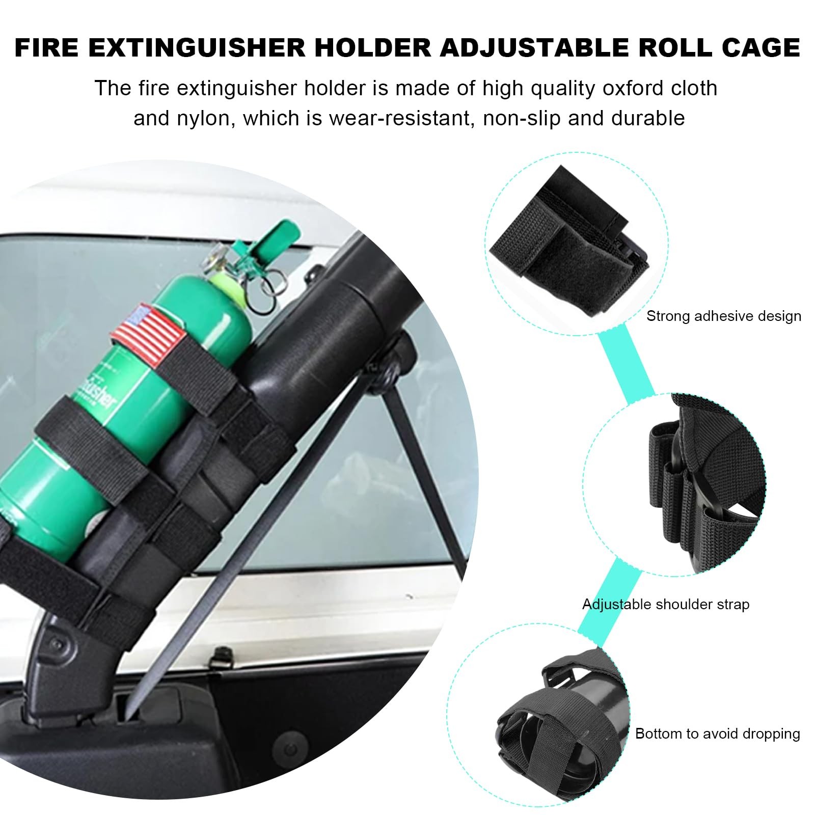 Fire Extinguisher Holder, Adjustable Roll Bar Extinguisher Mount Strap with A...