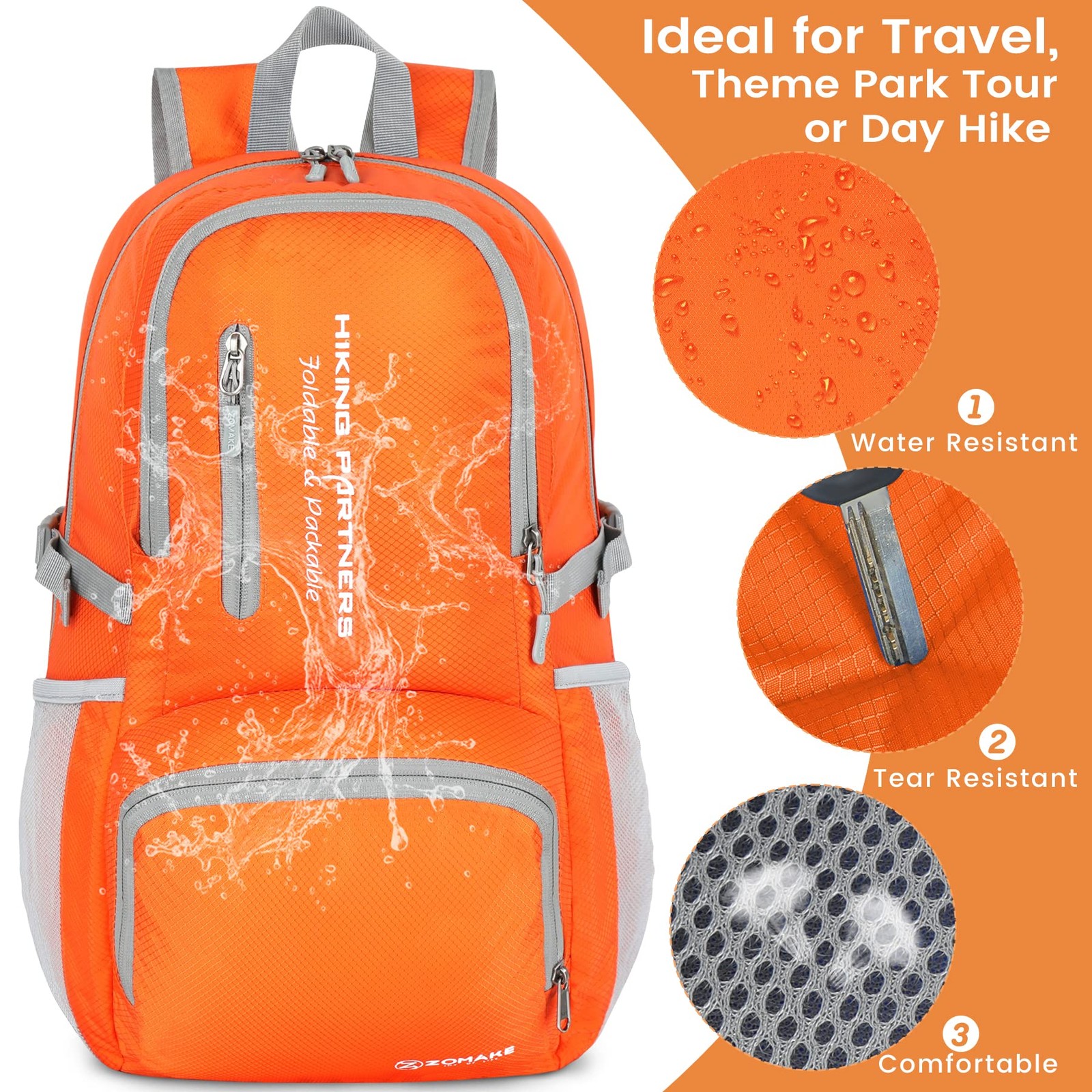 Lightweight Packable Backpack, 35L Light Foldable Hiking Backpacks Water Resi...