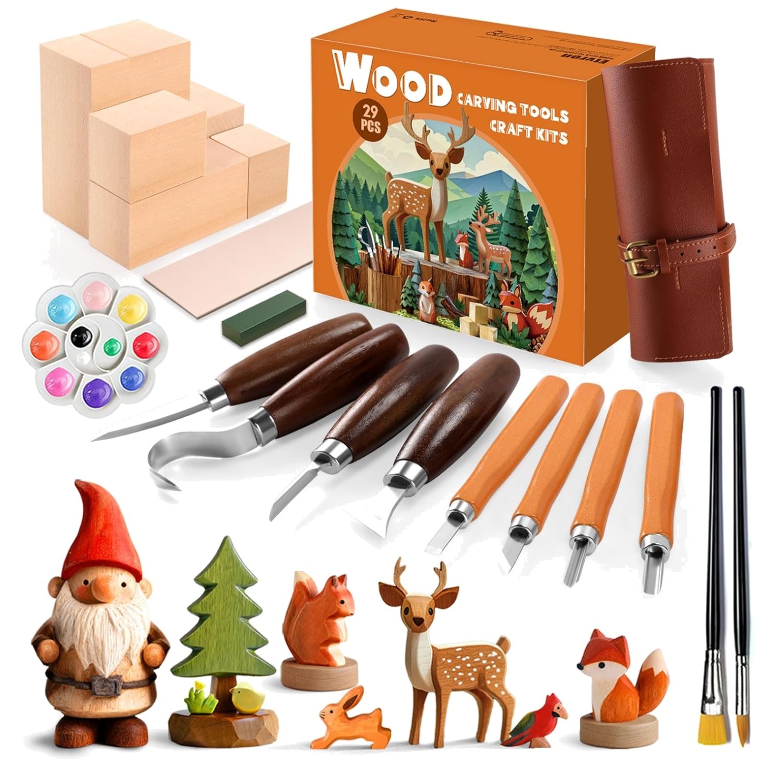 All-In-One Whittling Kit with Carving Tools & Paint Set for Creative Kids