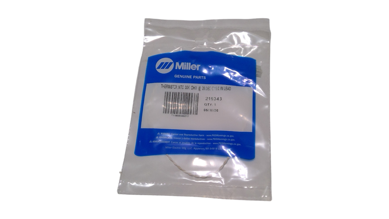 MILLER WELDING THERMISTOR NTC 30K OHM 219343 NEW OEM 219343