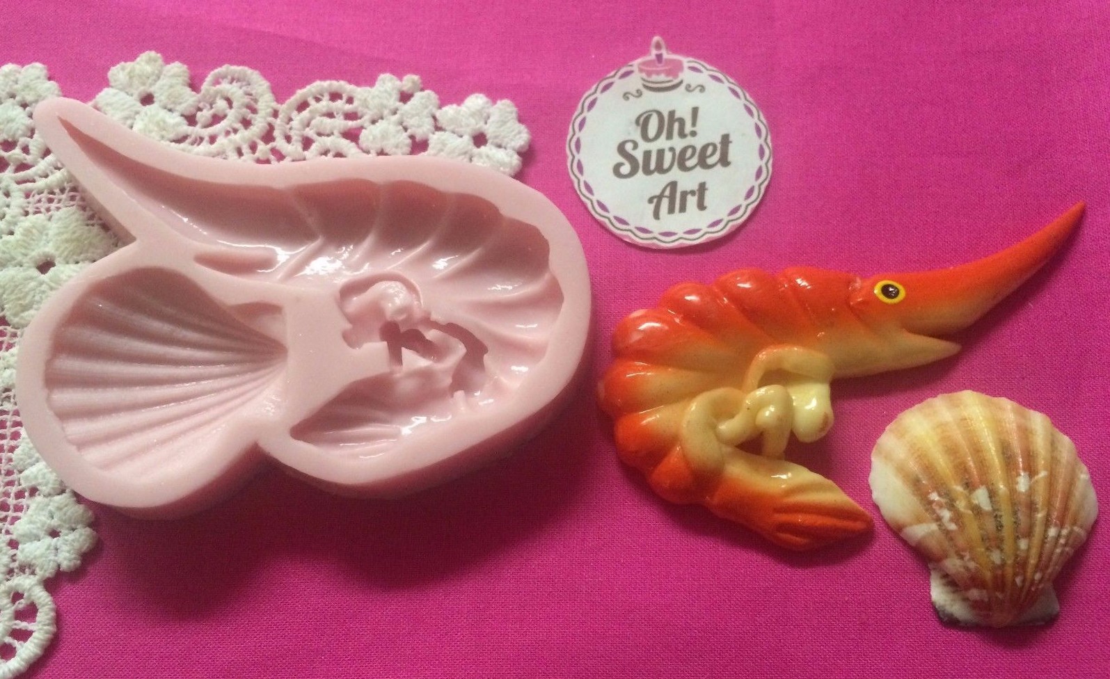 Shrimp with Shell silicone mold fondant cake decorating APPROVED FOR FOOD