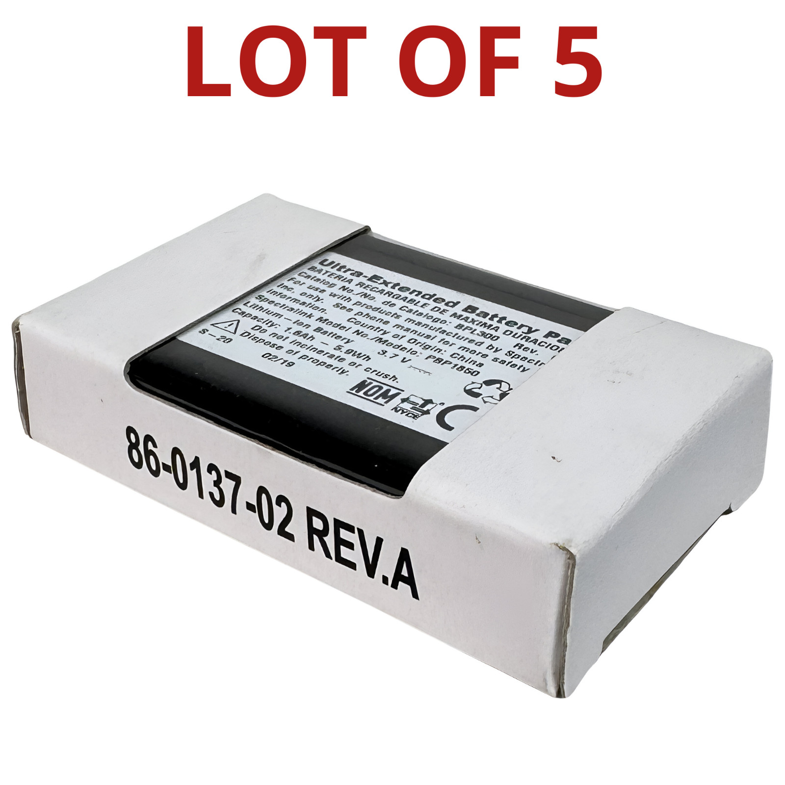 LOT OF 5 SpectraLink BPL300 1800mAh Battery Pack for 60XX/802X/803X Telephones
