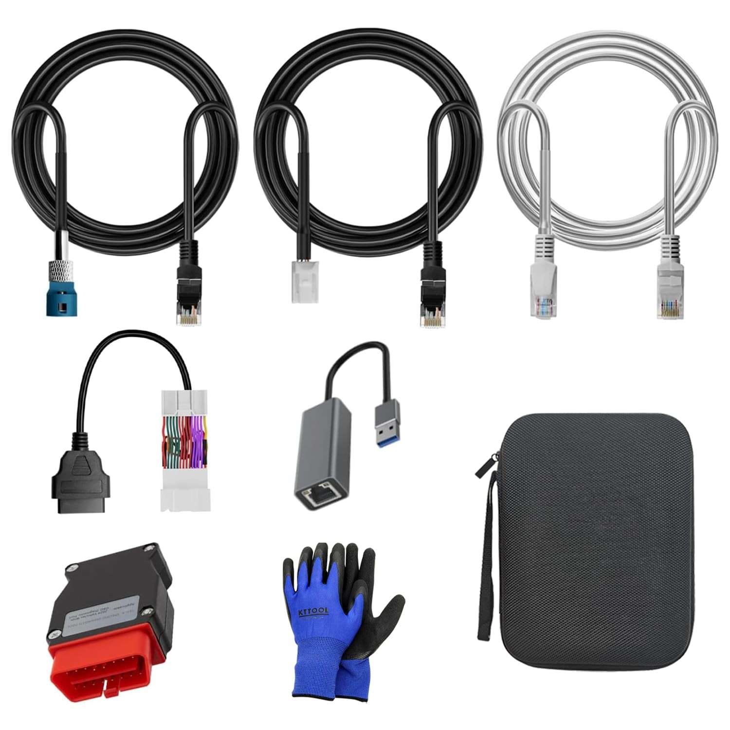 6 Pcs Diagnostic Cables Set for Tesla Model S 3 X Y, USB OBD2 Diagnostic Tools A