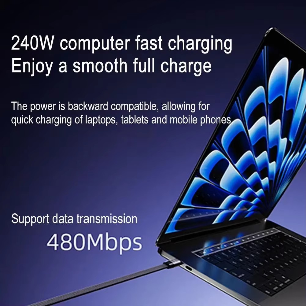 240W USB C To C Fast Charging Cable Foldable Stand Elbow Type C Data Cable