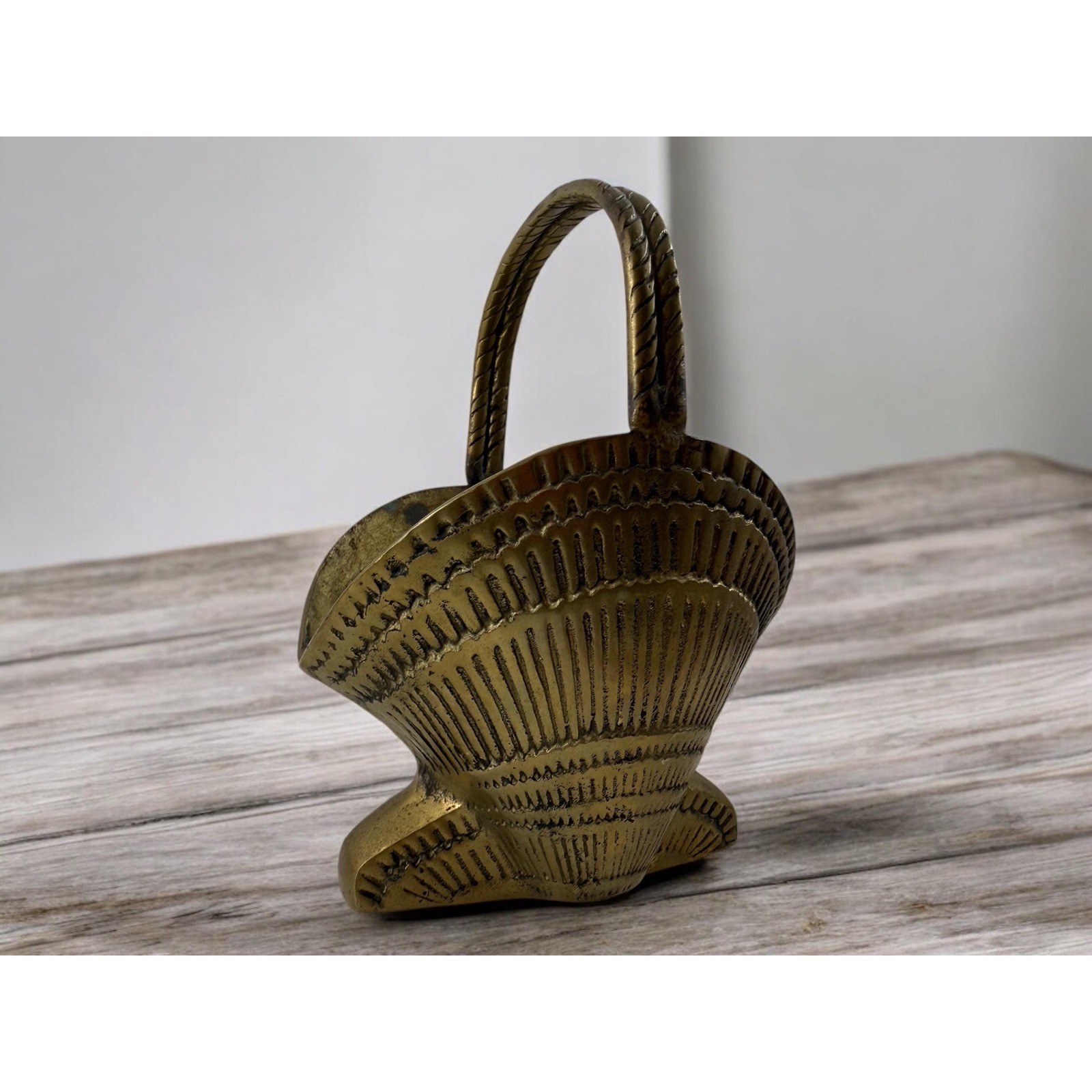 Vintage Shell Design Brass Basket