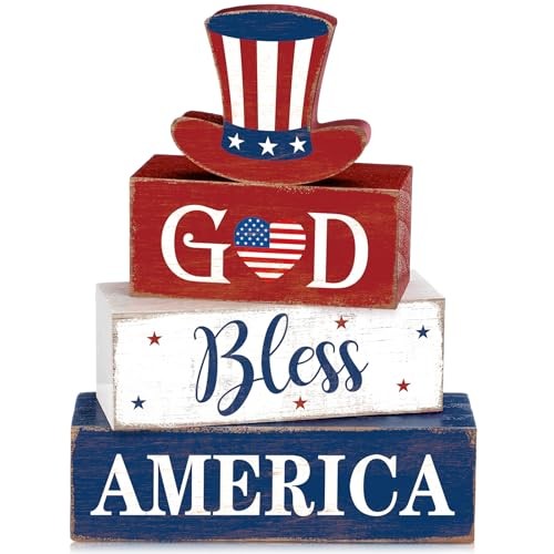 Moucuny 4 Pcs 4th of July Decorations Patriotic Memorial Day Table Decorations