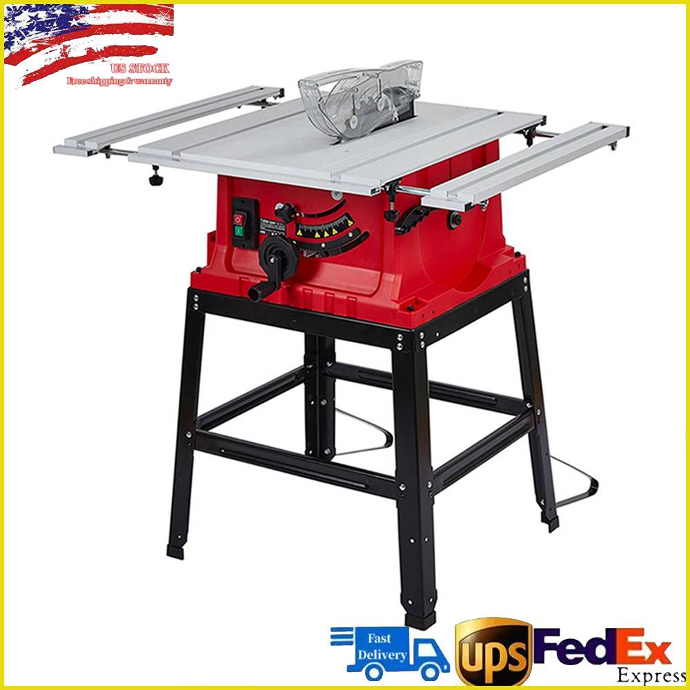 10 Inch Table Saw 15 Amp 5000RPM Powerful Tablesaw with Stand & Protective Cover