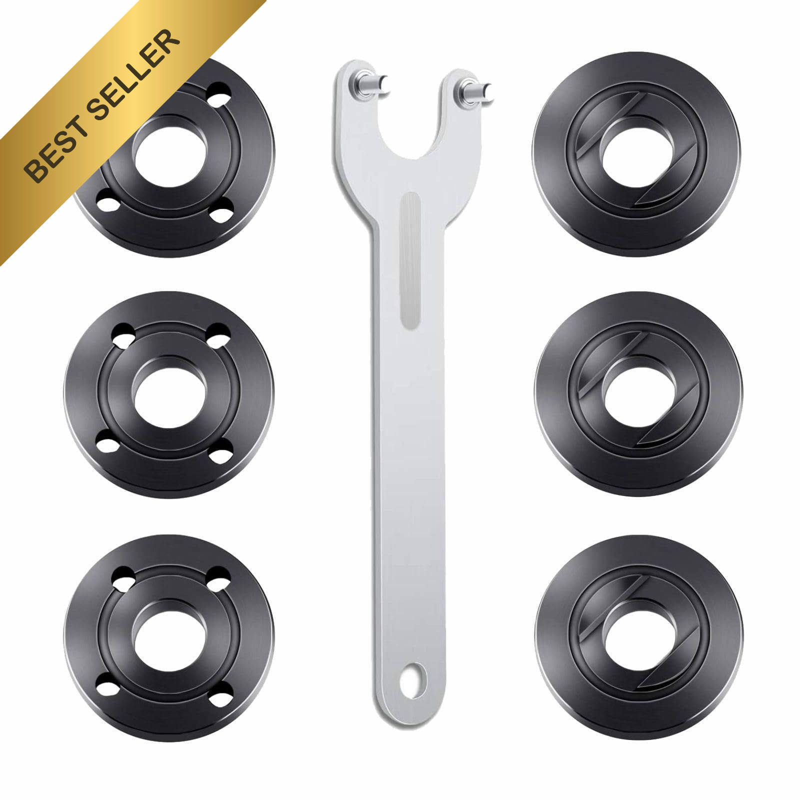 7PCS Angle Grinder Nut Wrench Kit 5/8-11 Flange Lock Nut for 4.5 5 Grinder