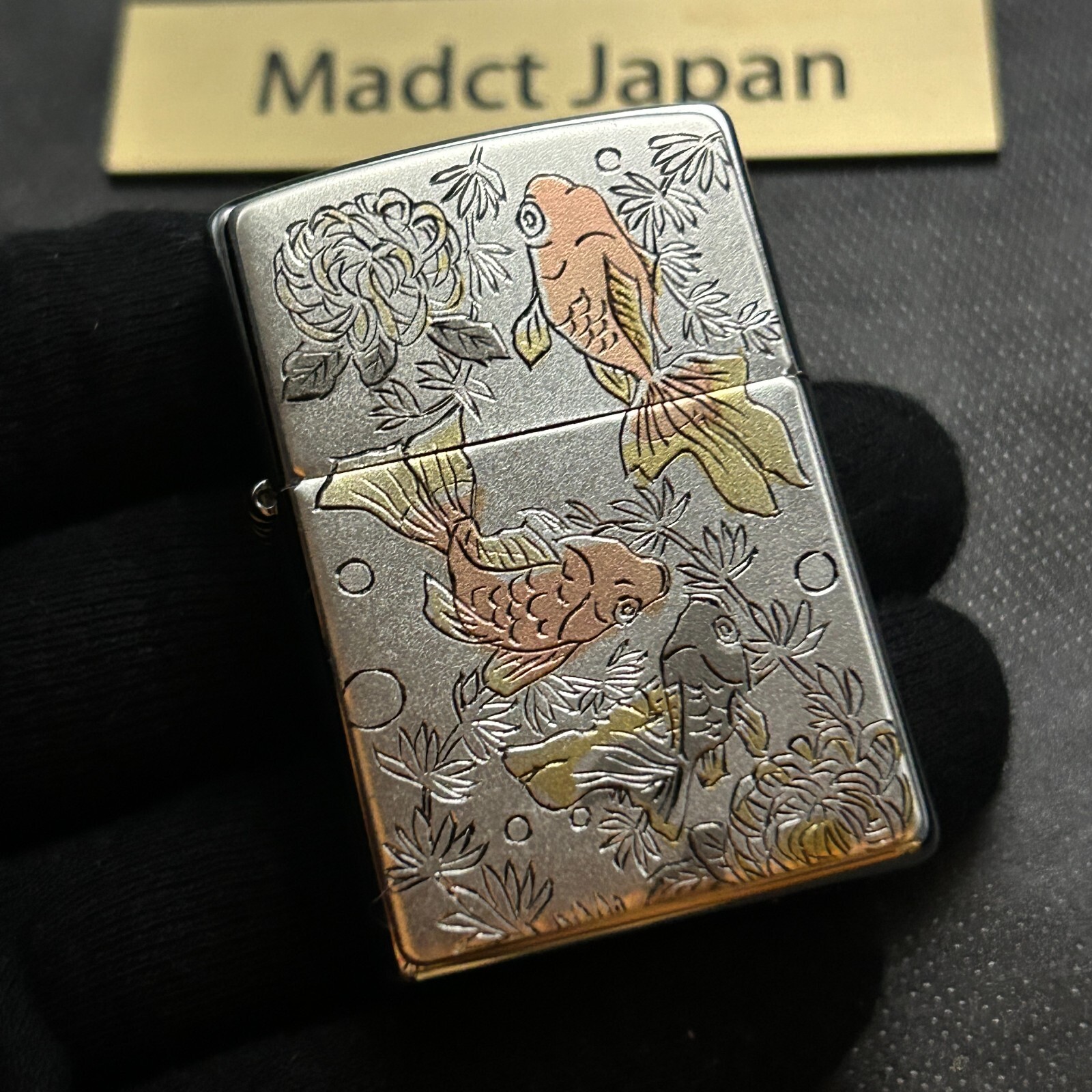 ZIPPO Oil Lighter Goldfish Silver Electroformed Plate Japan New