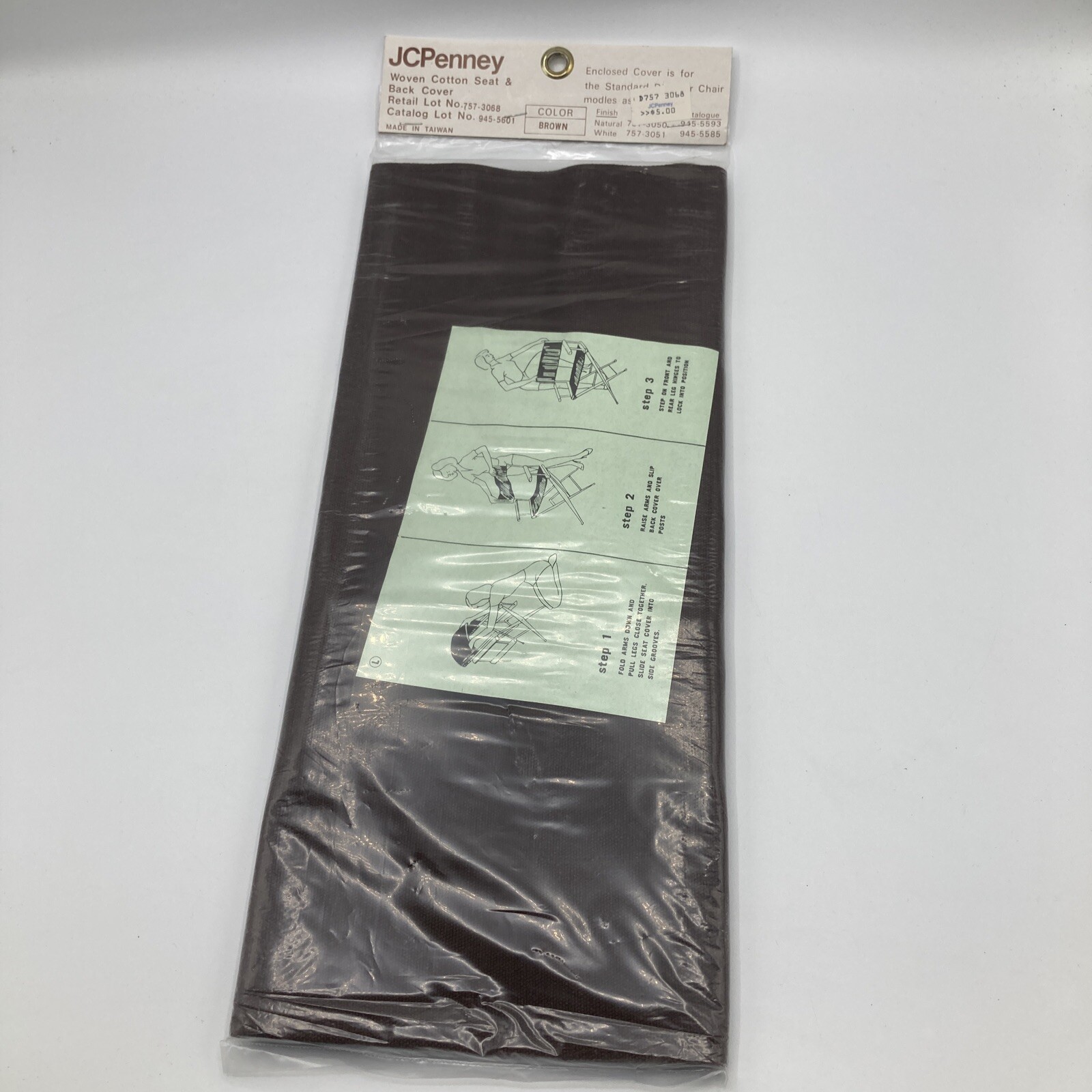JCPenney Directors Chair Seat Covers Brown Woven Cotton Vintage NOS