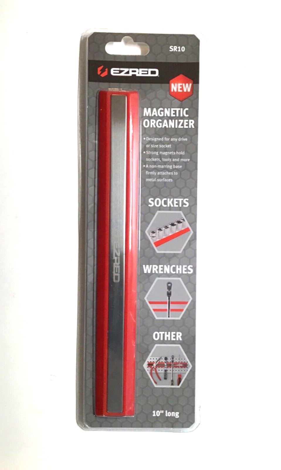 EZRED #SR10 - 10" RED MAGNETIC ORGINIZER STRIP