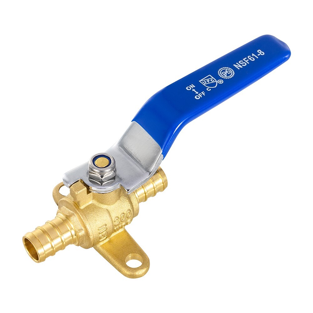 EFIELD 4 PCS 1/2"Pex Crimp Shut Off Brass Ball Valves/Drop Ear, Red& Blue Levers