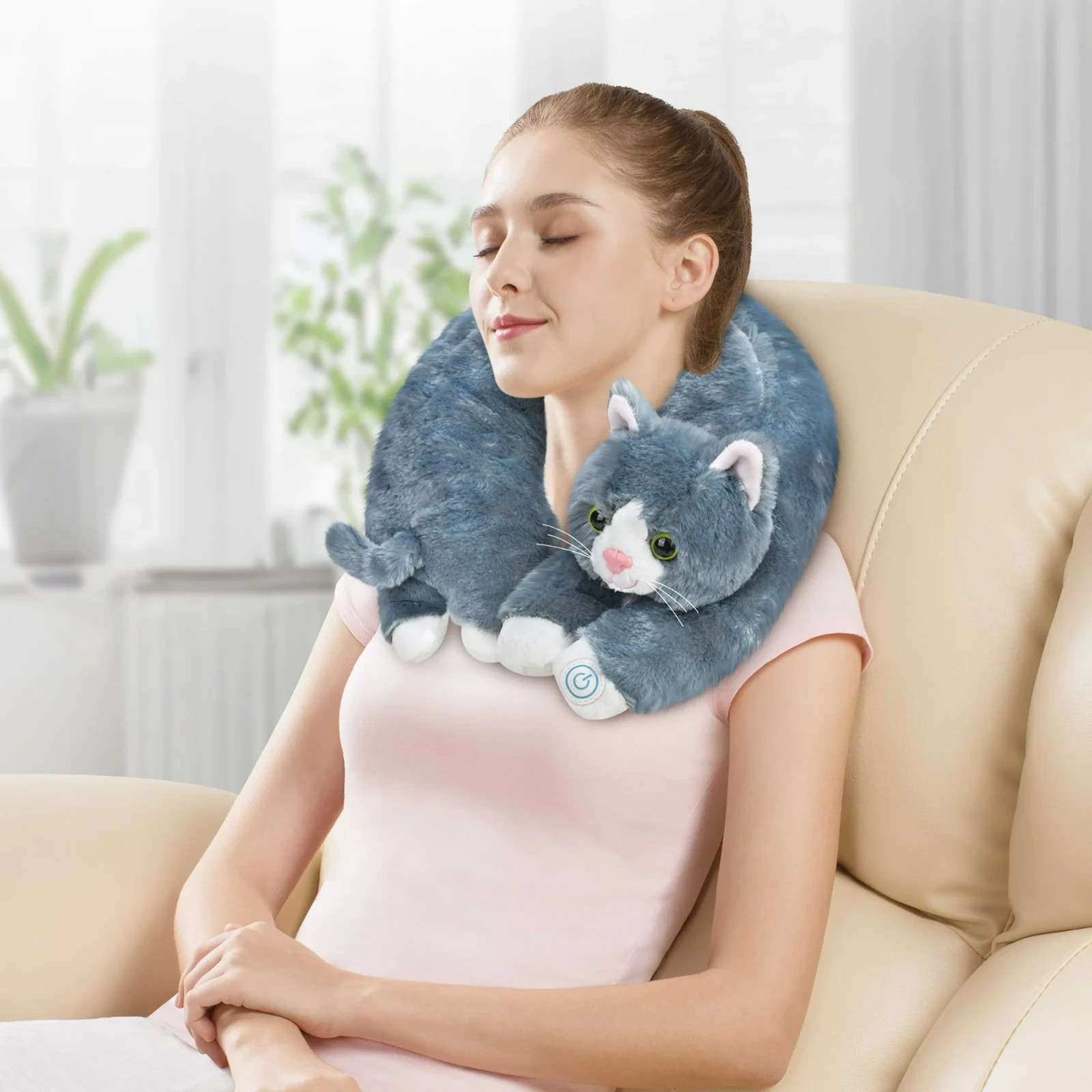 New Health Touch Neck Massager Gray Cat Vibration Relaxation E3 FREE SHIPPING