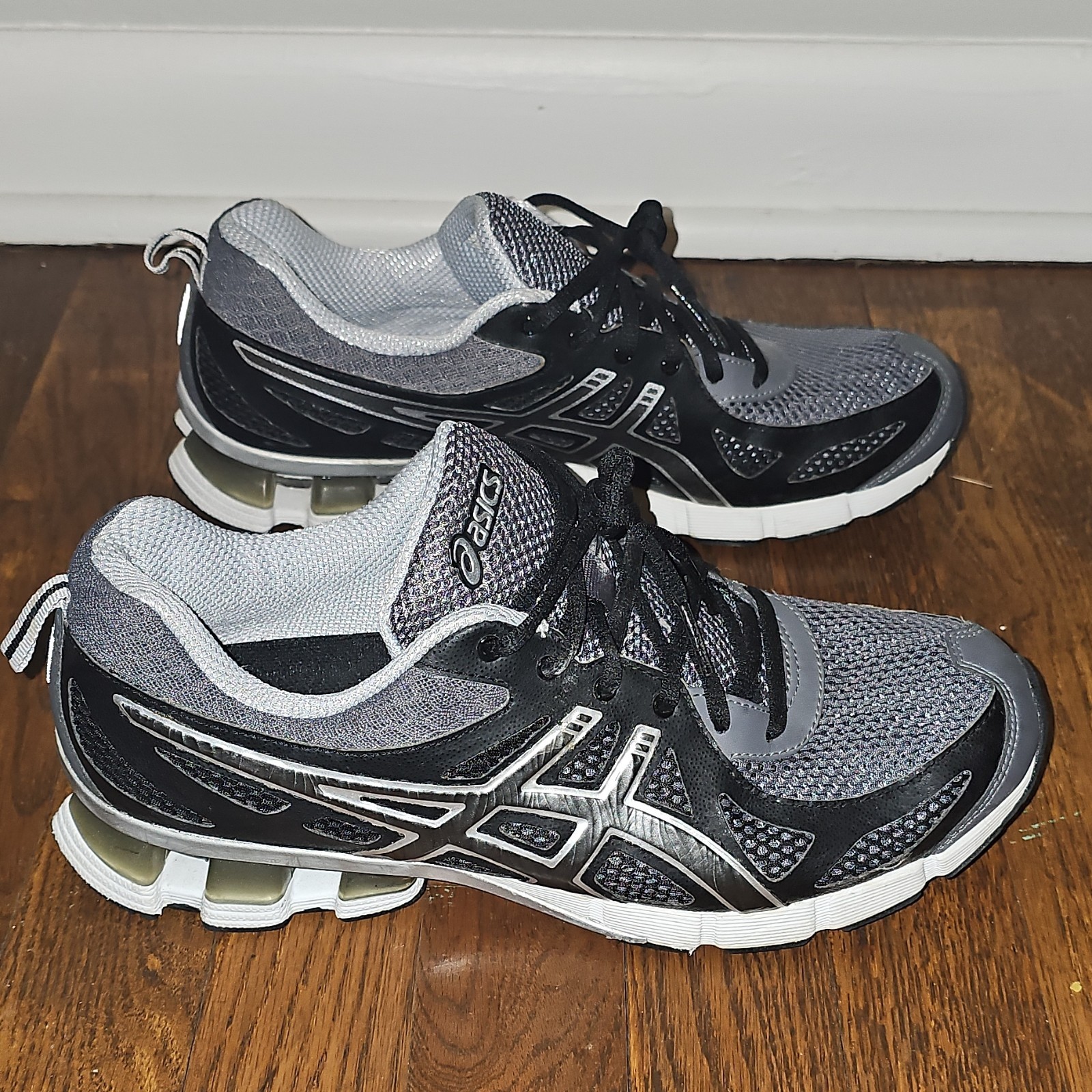 ASICS T428N Men's Running Shoes Black Gray White Synthetic US 8 EU 41.5