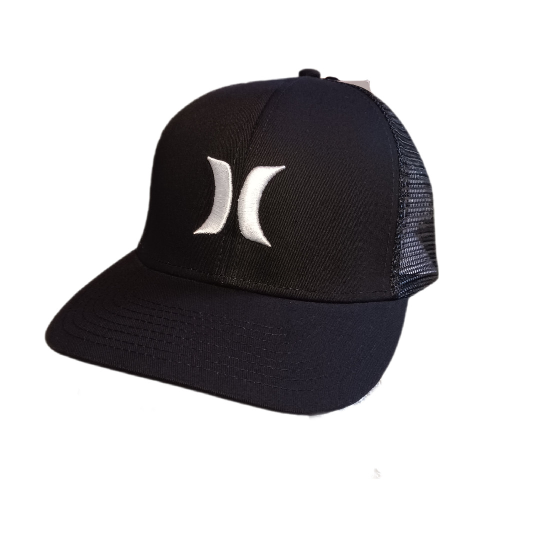 Hurley Mens Hat Cap Black Adjustable Snapback Del Mar Trucker Mesh Breathable