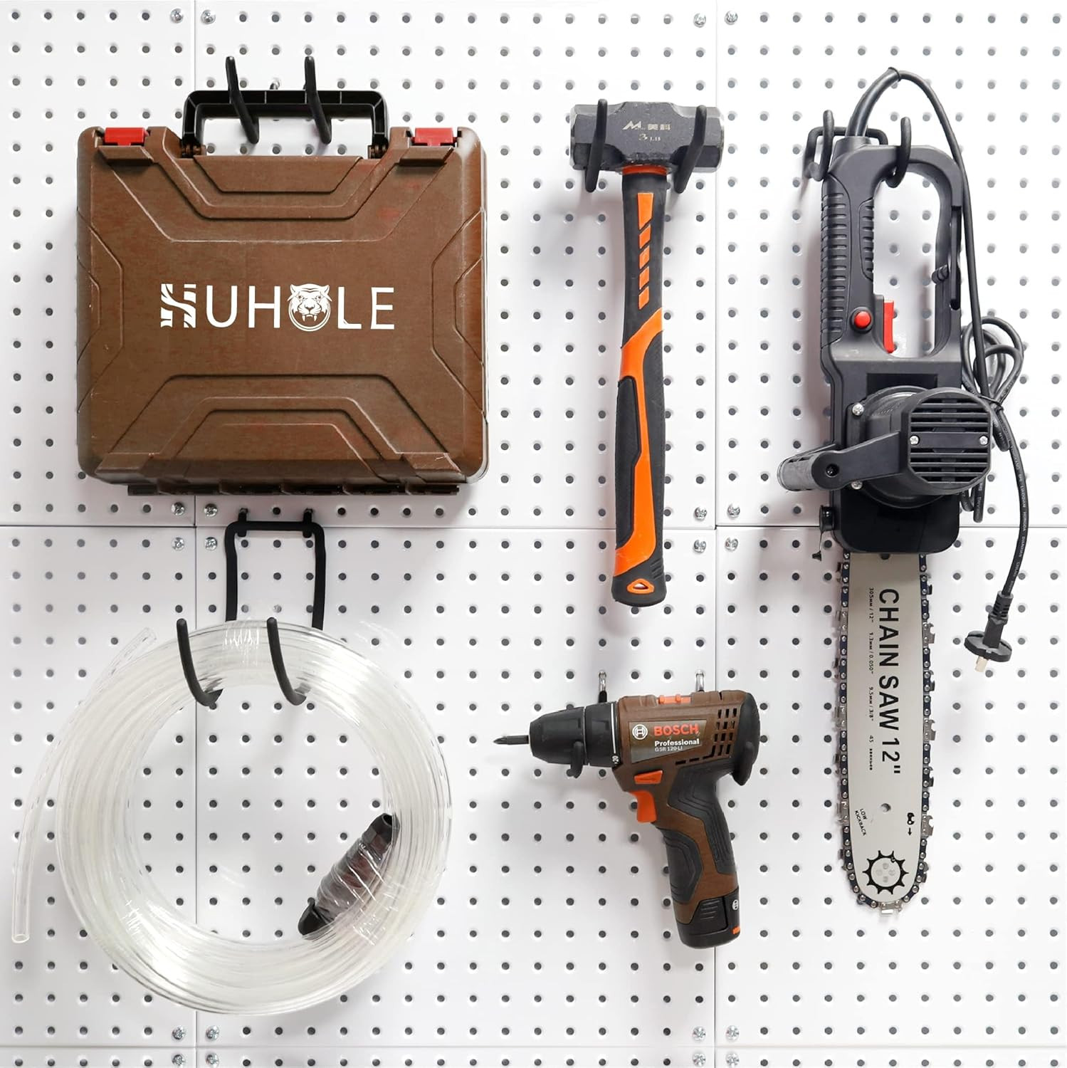 8 Pack Pegboard Drill Holder Utility Hooks Heavy Duty Tool Organizer Set
