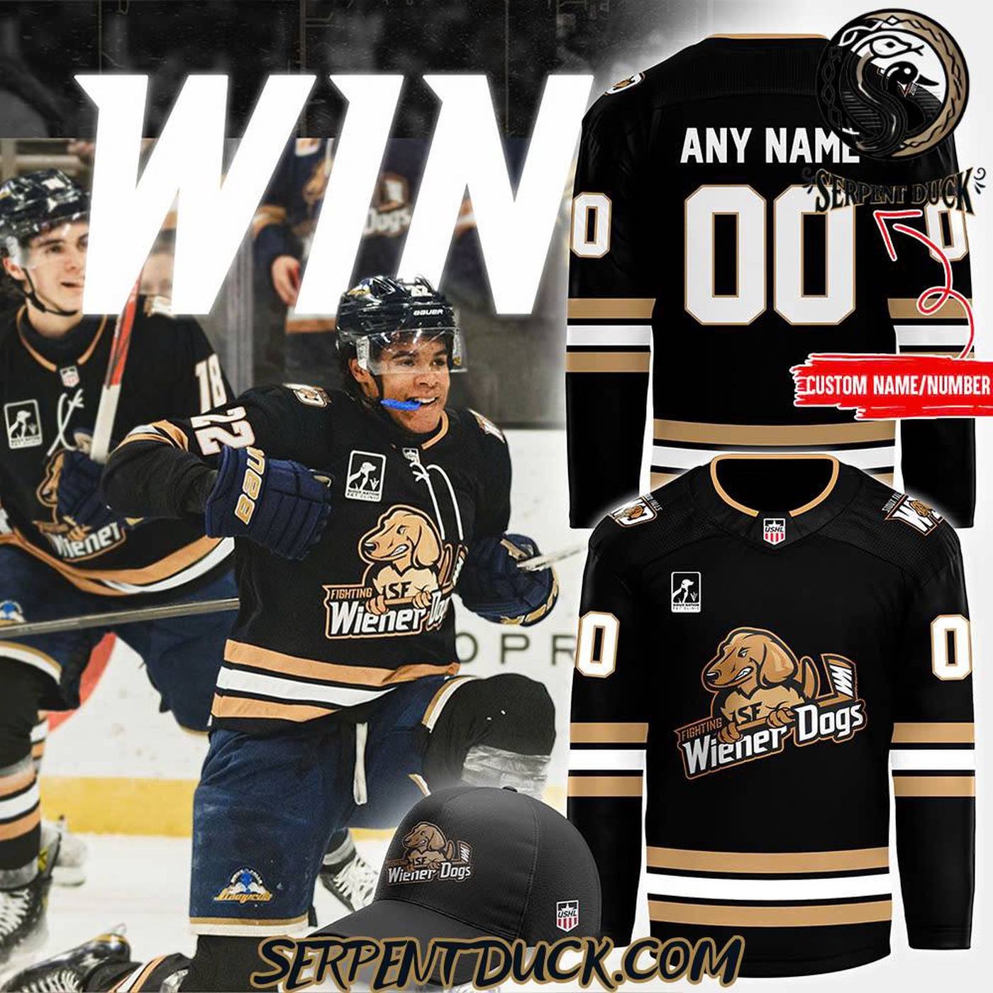 Personalized Sioux Falls Stampede Wiener Dogs Alternate Hockey Shirt Fan Gear