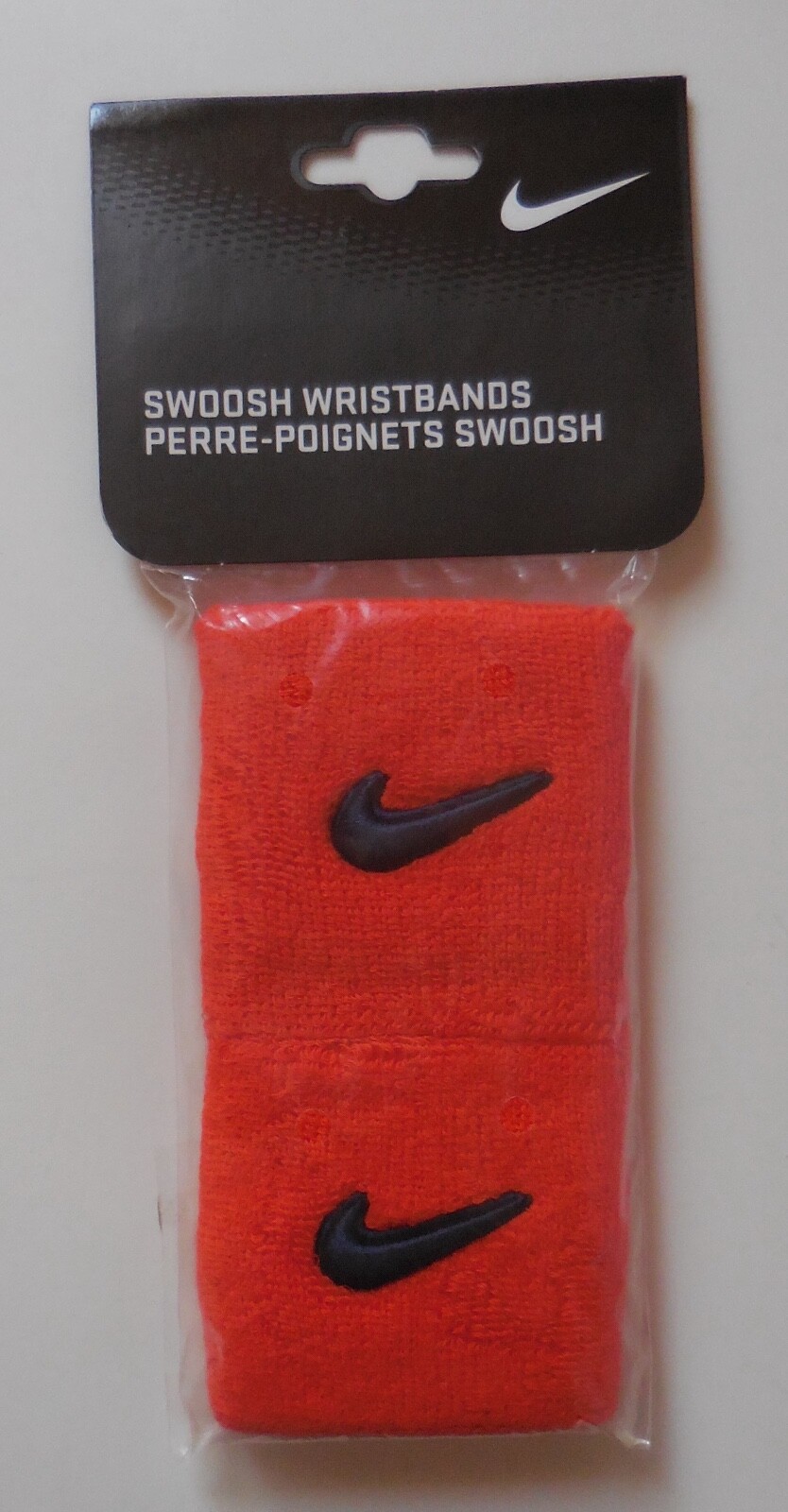 Nike Swoosh Wristbands Tennis 2 1/2" Safety Orange/College Navy One Pair