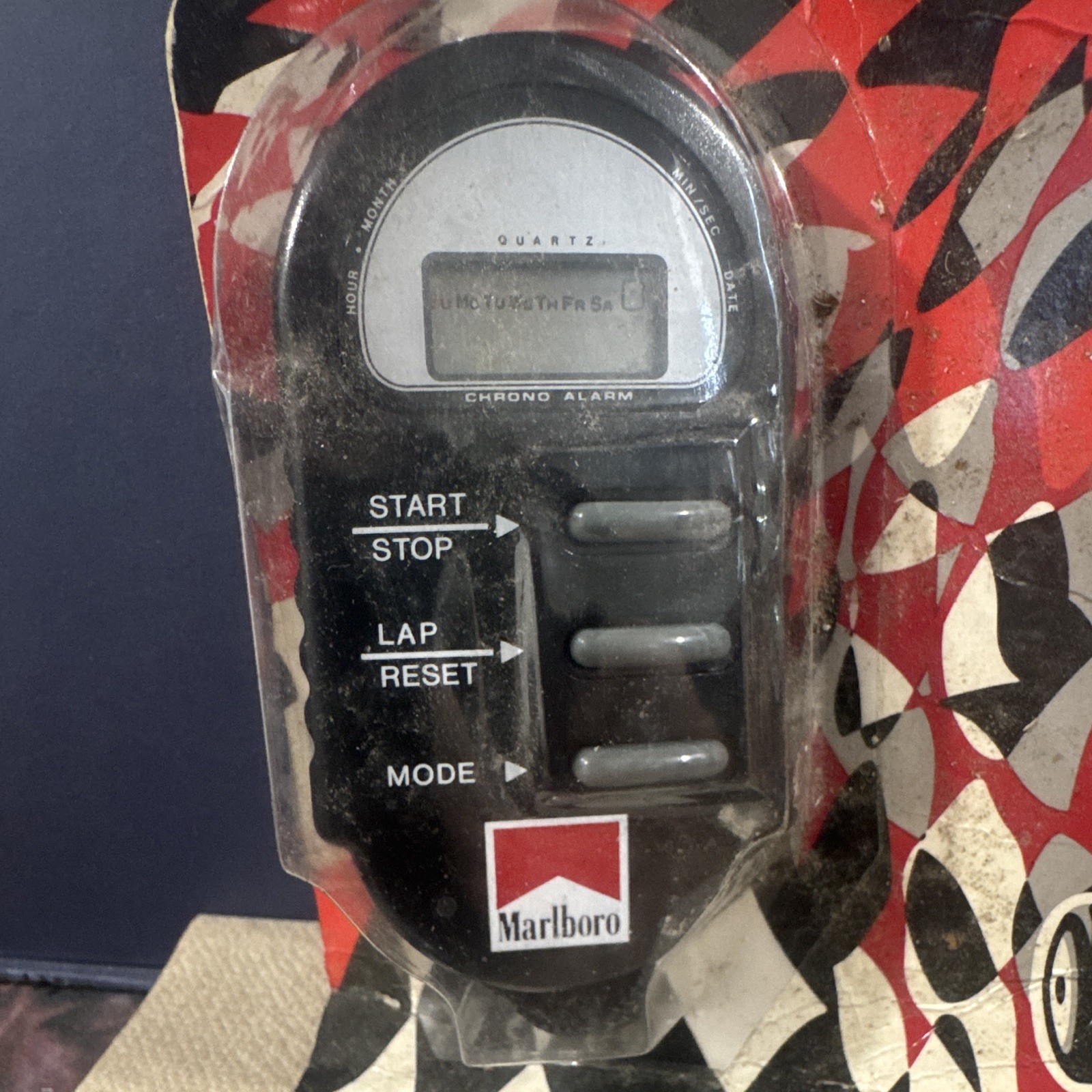 Marlboro Quartz Chronograph Stopwatch Timer w/ Alarm, Black Plastic
