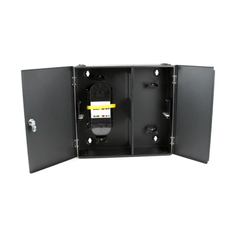 72LC SM Fiber 6 Panel Wall Enclosure Locking Splice Tray Spools