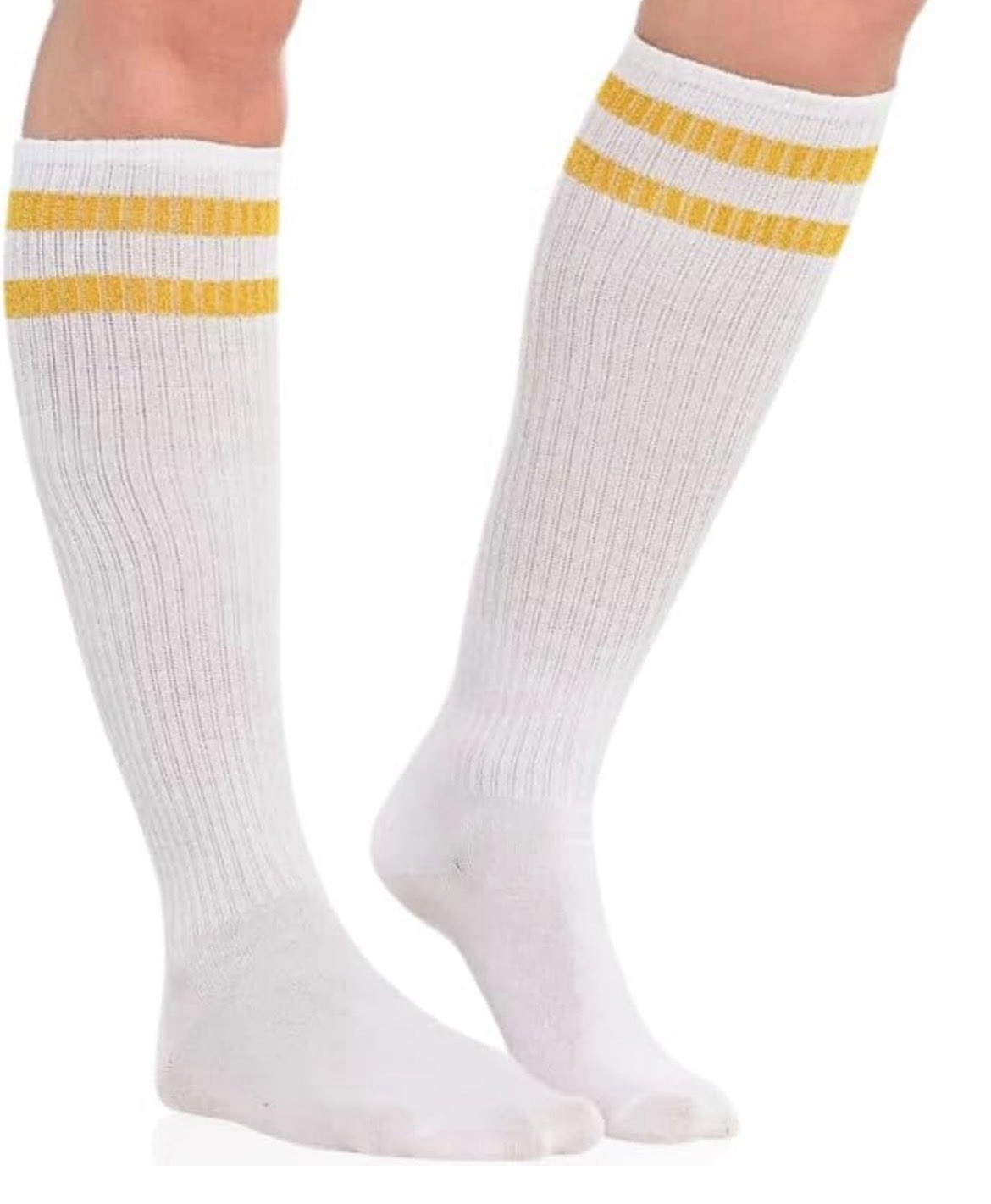 Amscan White Gold Stripe Knee High Socks NWT