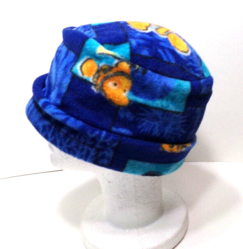 BLUE  NEMO  FISH    FLEECE ROLLED BRIM WINTER HAT THERMAL STRETCHY WARM  h88cr
