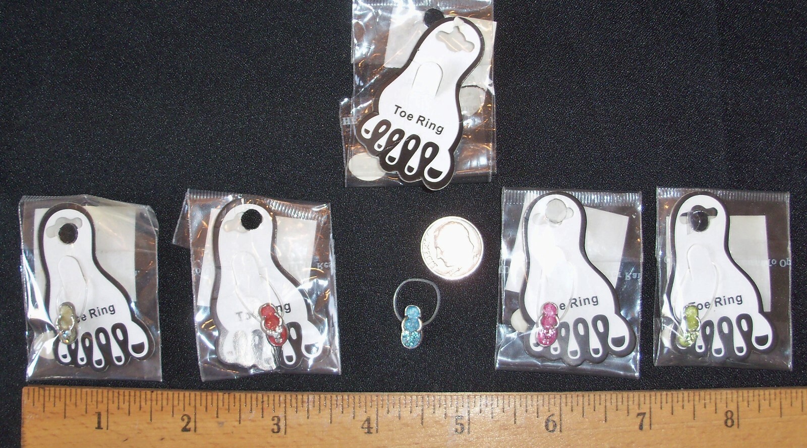 FLIP - FLOP TOE RING - STRETCHY SO FITS MOST PEOPLE - ASSORTED COLORS W/CRYSTALS