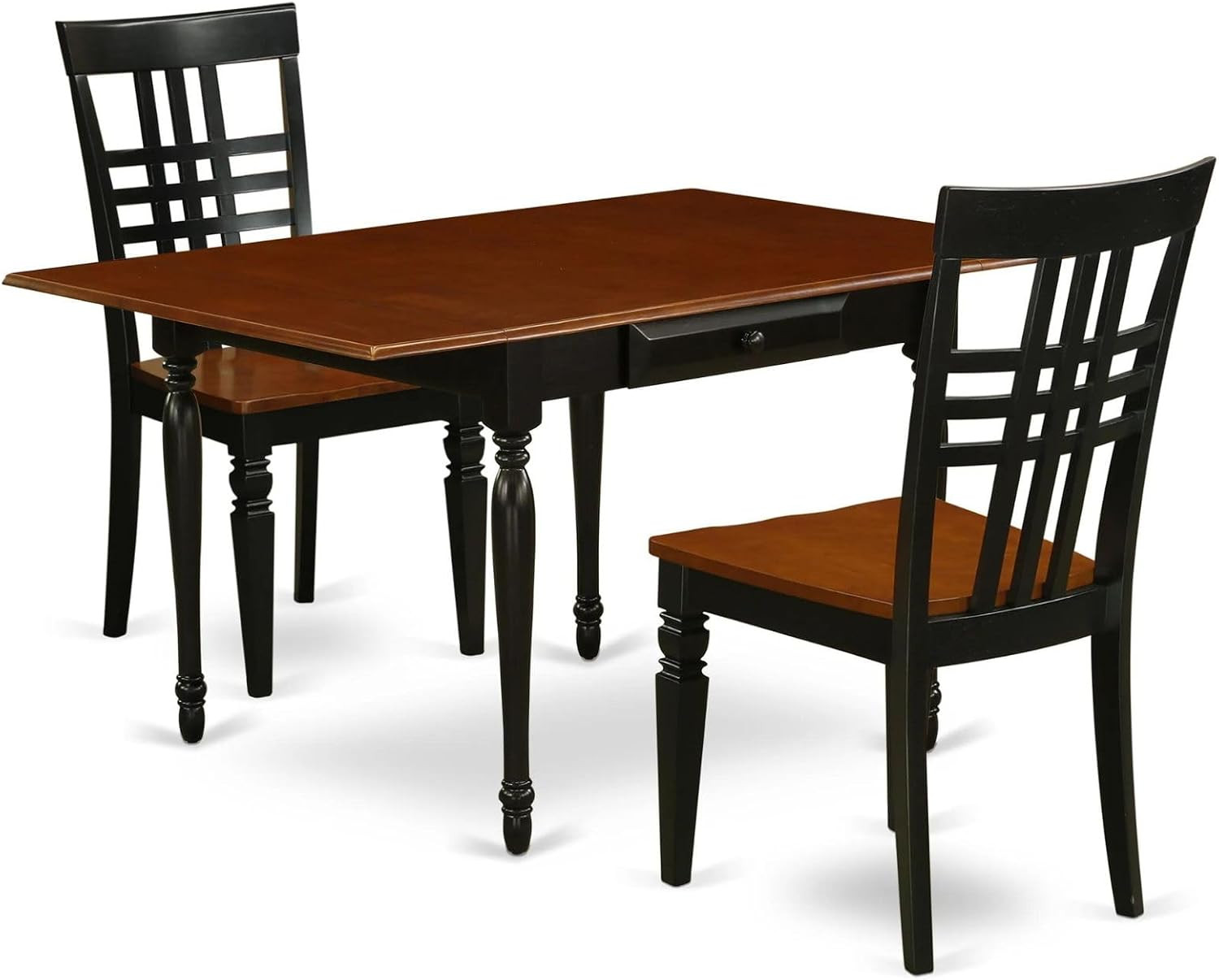 MZLG3-BCH-W 3 Piece Modern Dining Table Set Contains a Rectangle Wooden Table wi