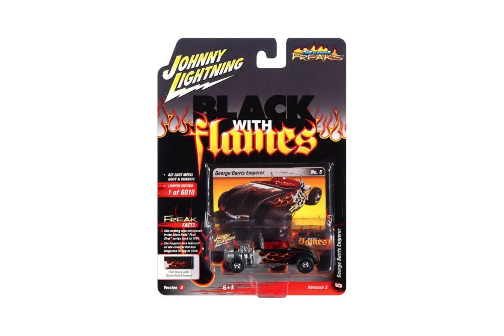 JLSF020A-5 Johnny Lightning George Barris Emperor, Flat Black with Silver and Re