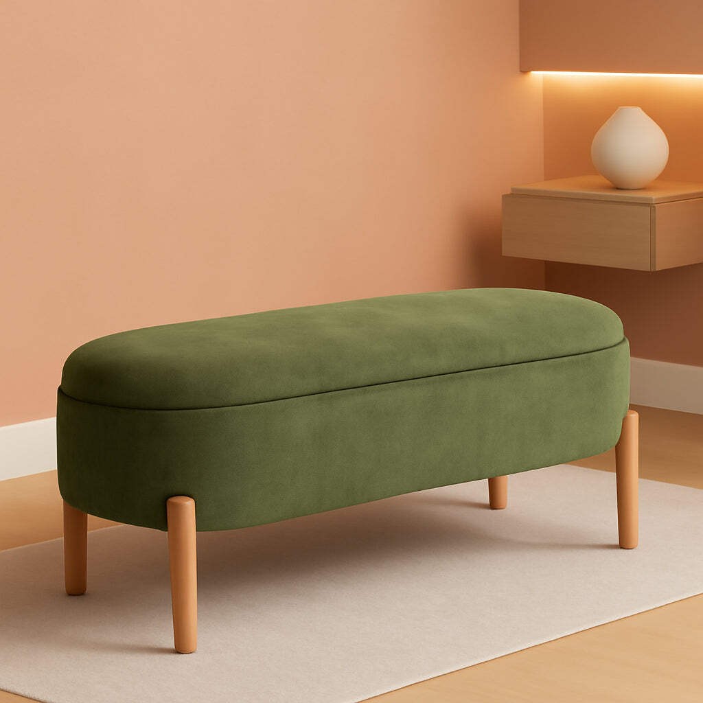 Green Oversized Storage Solution Bench Ottoman Bedroom