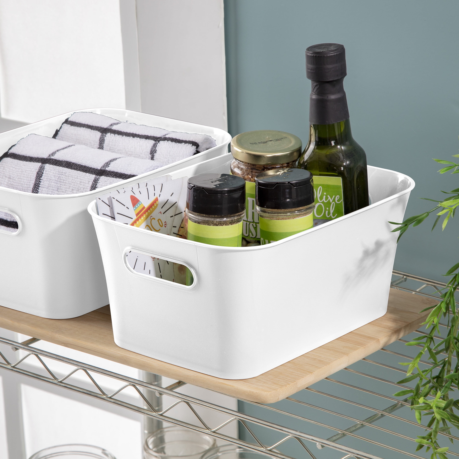 (6 pack) 2-Pack Small Plastic Storage Bins, White！