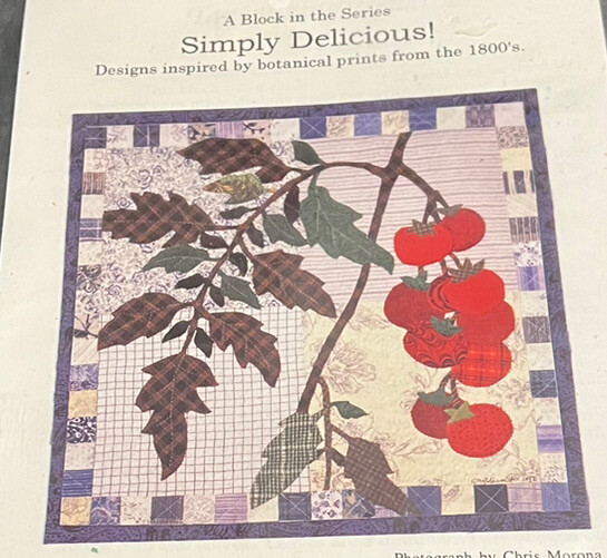 TANTALIZING TOMATOES Quilt Block 16" Pattern Fruit Botanical Prints 1800s