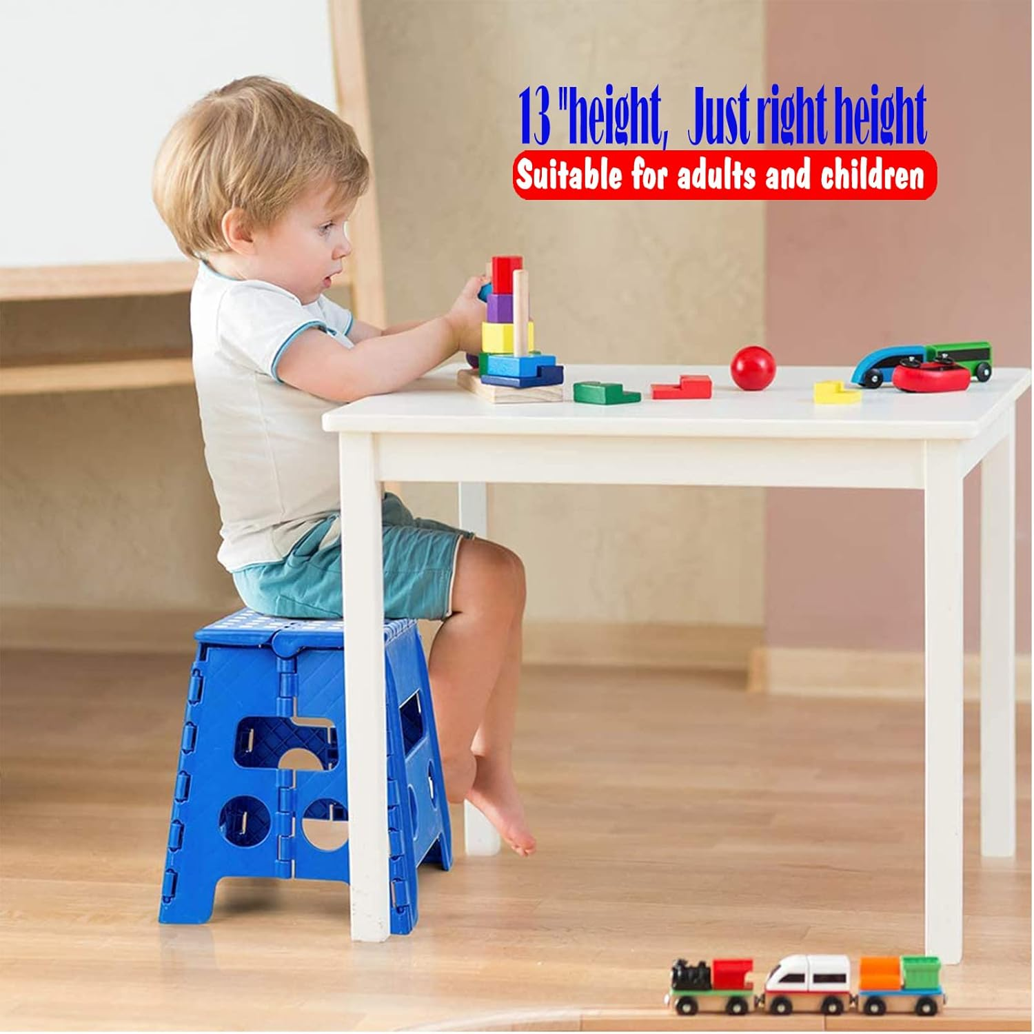 Folding Step Stool -13 Inch Height Premium Heavy Duty Foldable Stool for Kids an