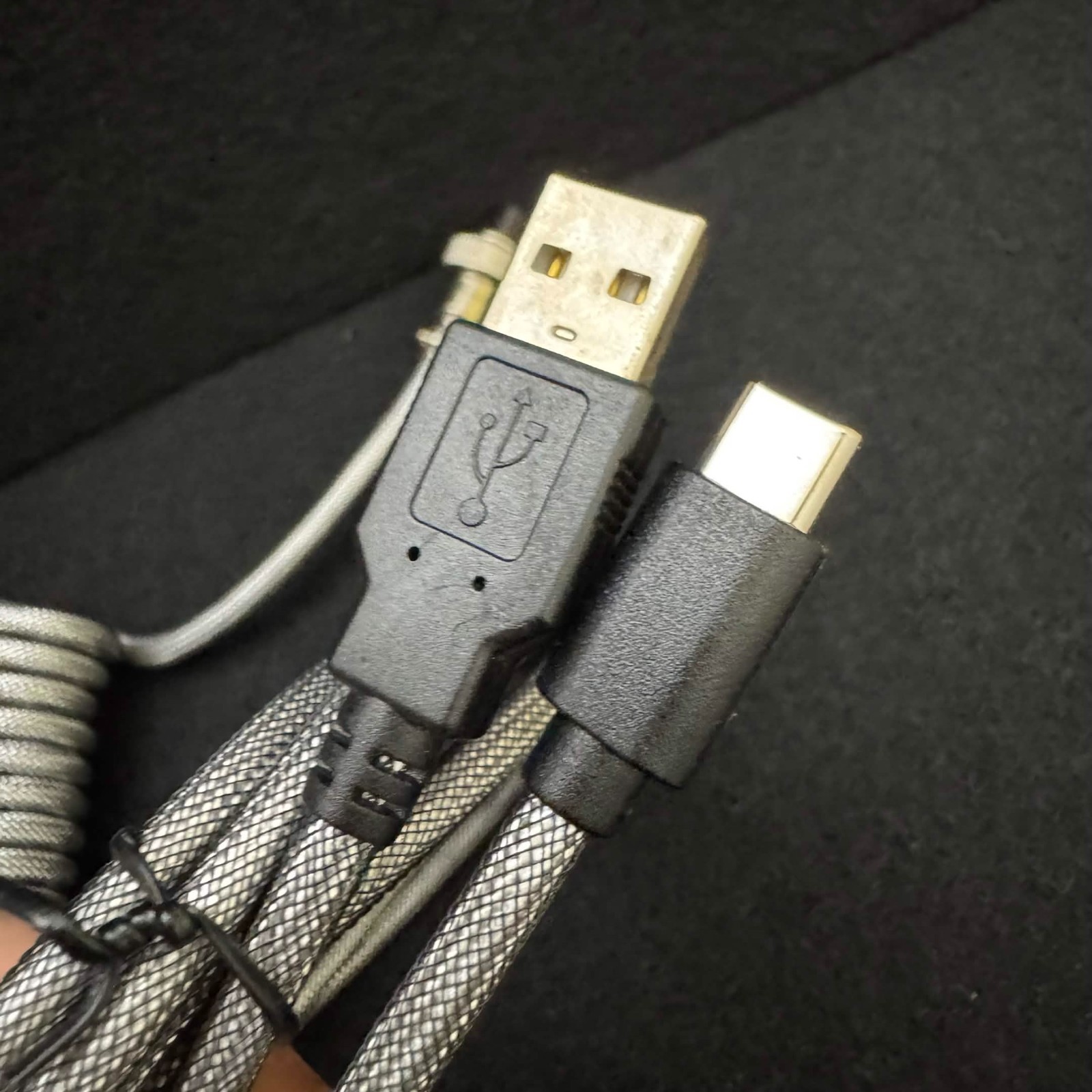 Double Sleeved Coiled Cable with Aviator | USB-C to USB-A | Mechanical Keyboard