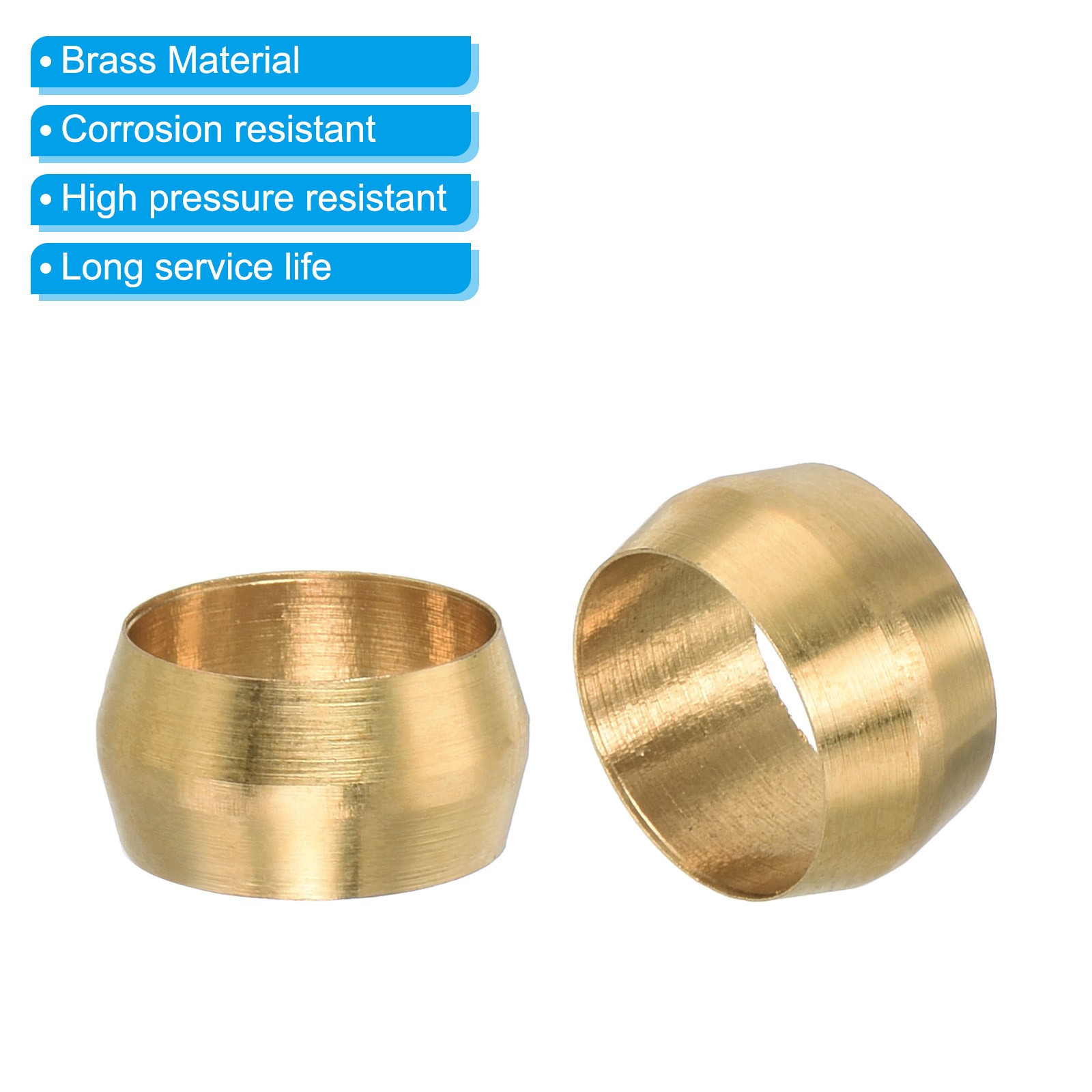 3/8" ID Brass Compression Sleeve Ferrules, 40 Pcs Brass Compression Fittings
