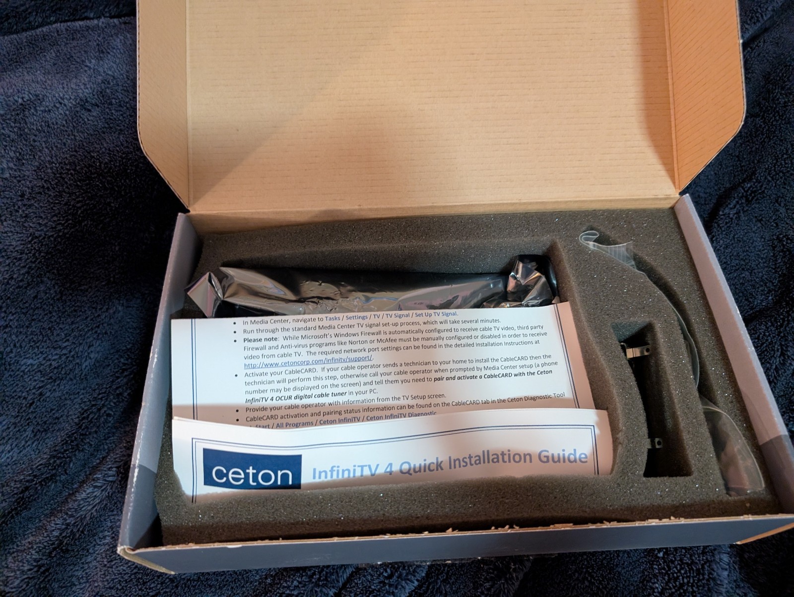 Ceton InfiniTV 4 PCIe CableCARD Tuner Bundle - Tested + Original Box