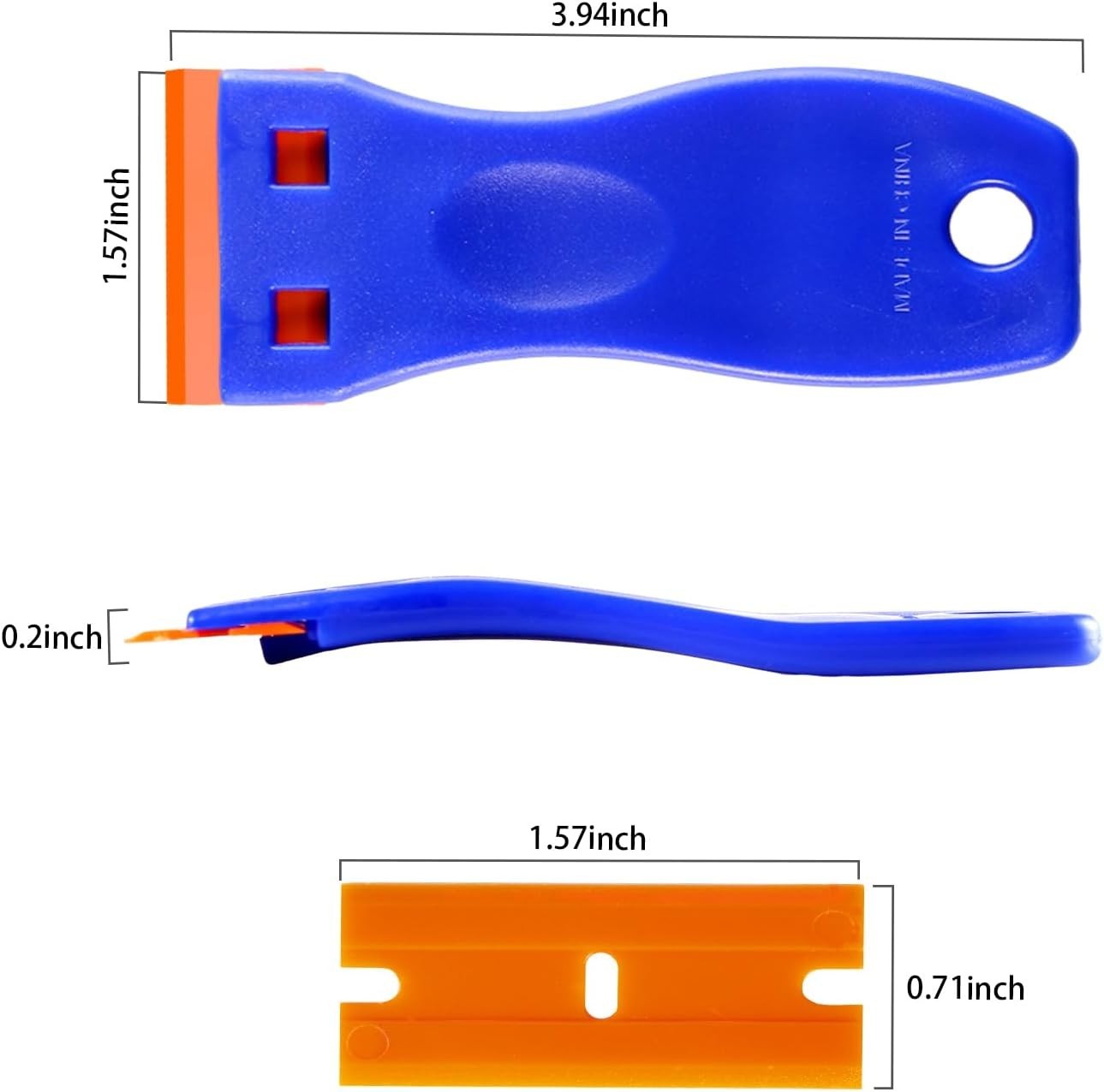 Plastic Razor Blade Scraper 4 Pcs and 120 Pcs Blades, Remove Label Decal Tool.